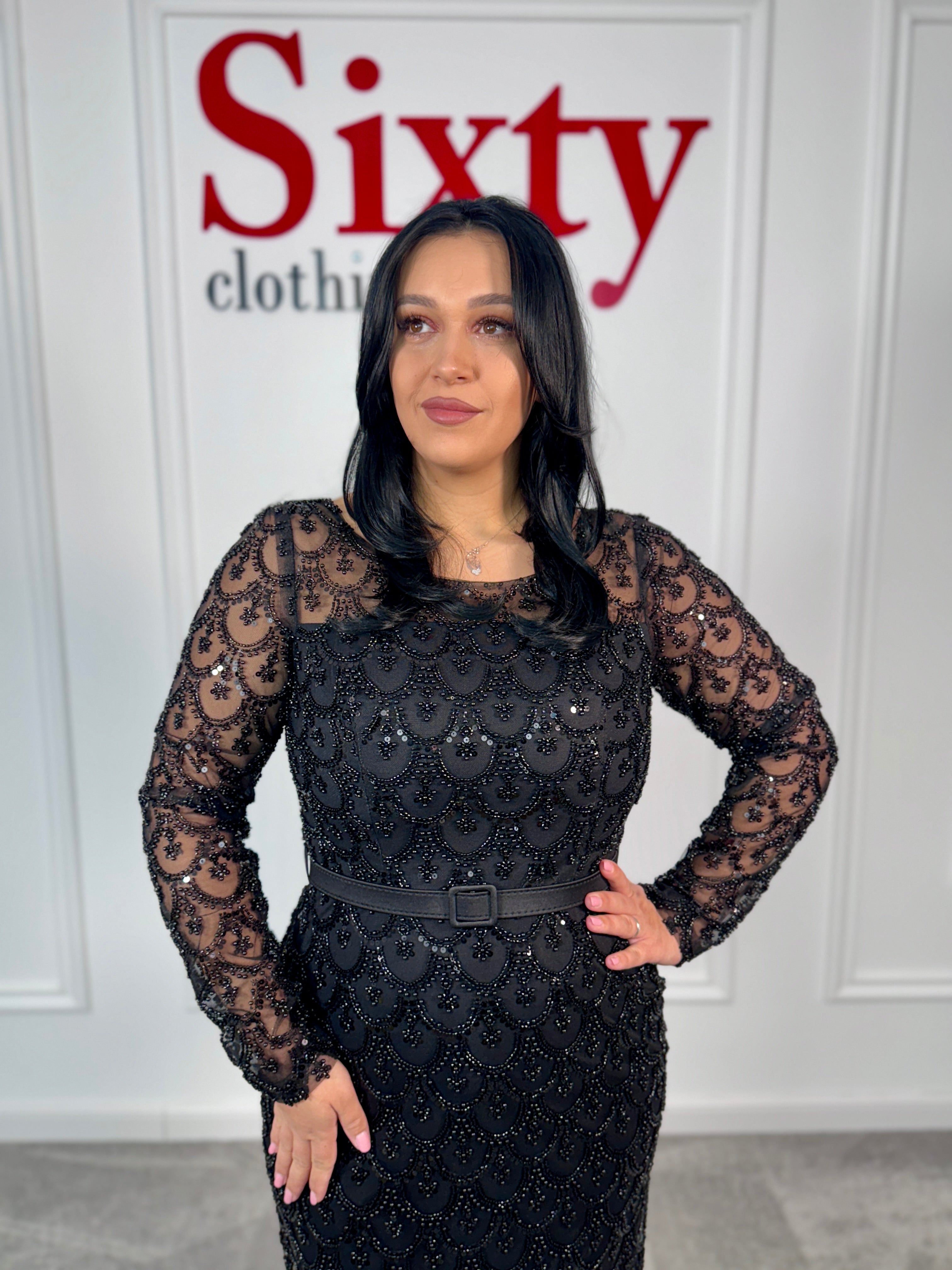 Rochie dantela cu pietre Samia