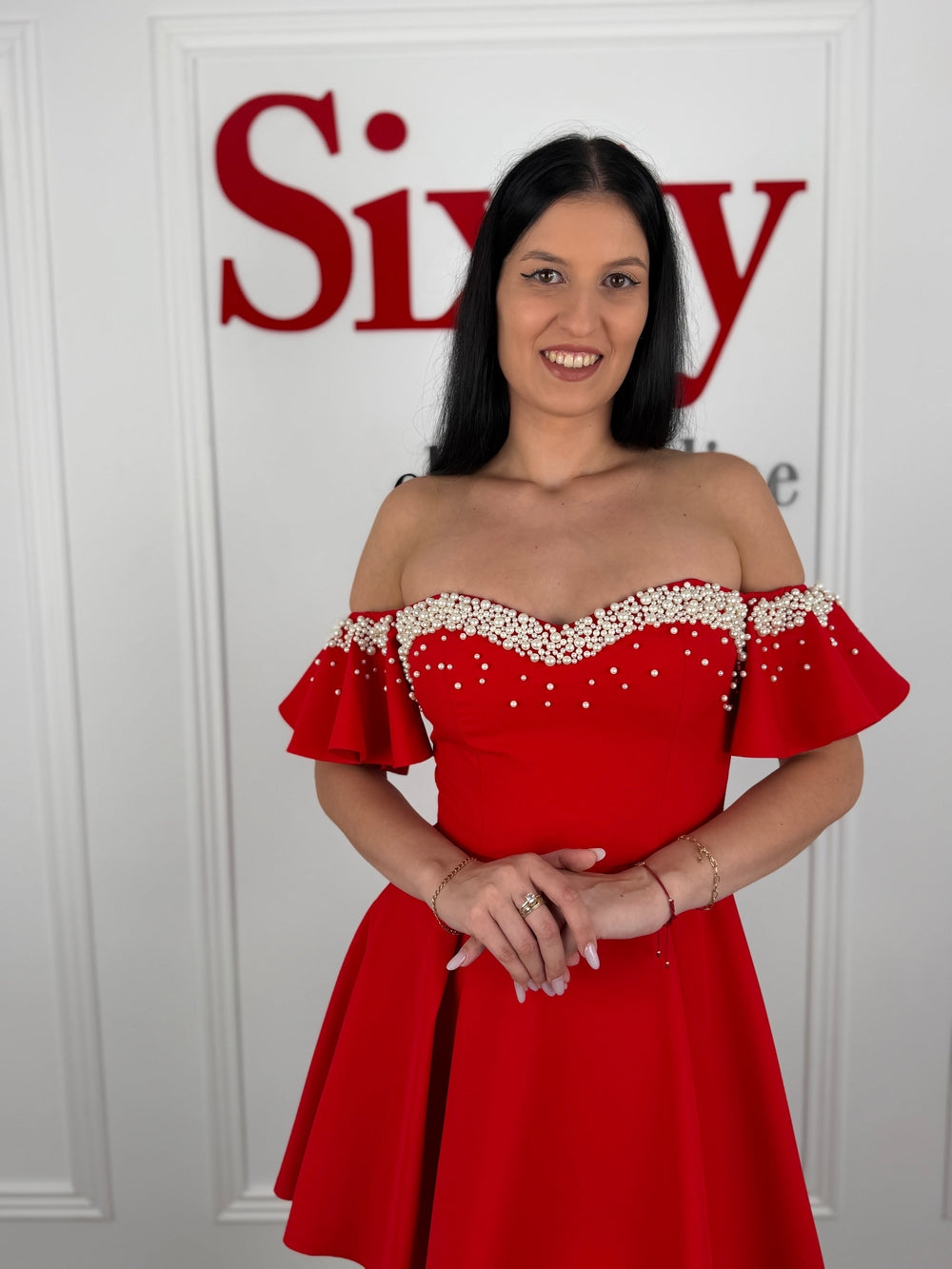 Rochie stofa cu perle Roxen
