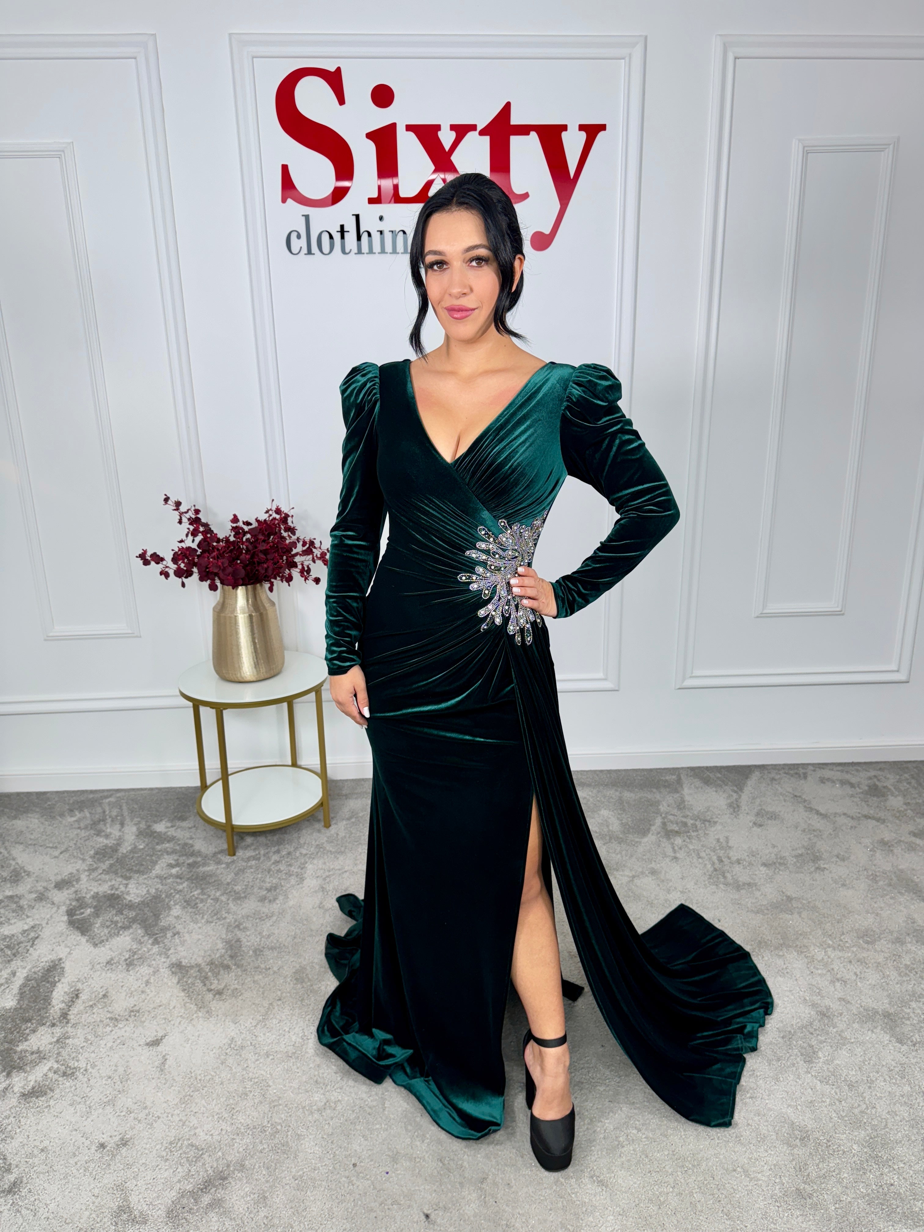 Rochie catifea cu pietre Odisea