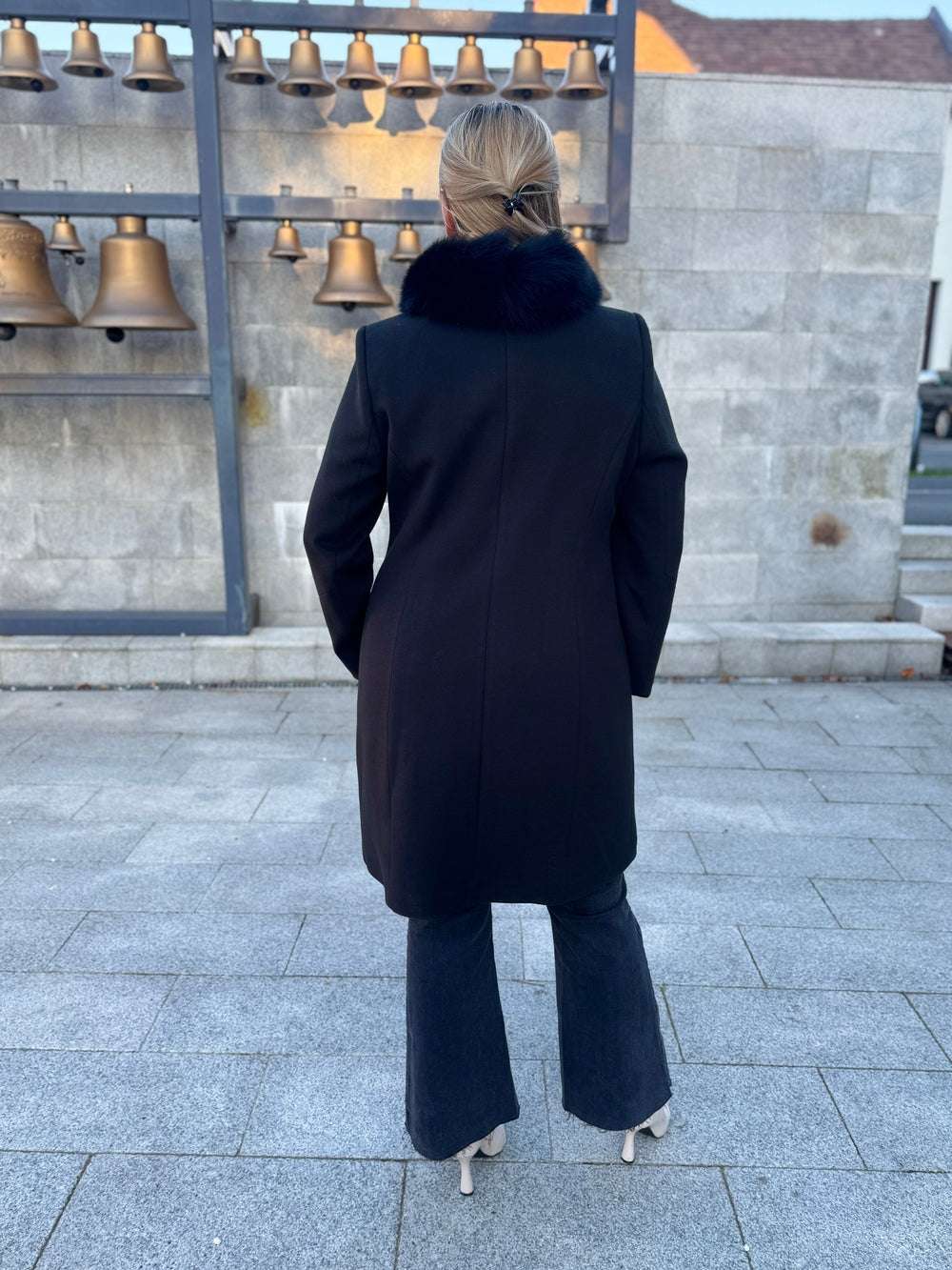 Palton lana si casmir cu blana naturala Aronia