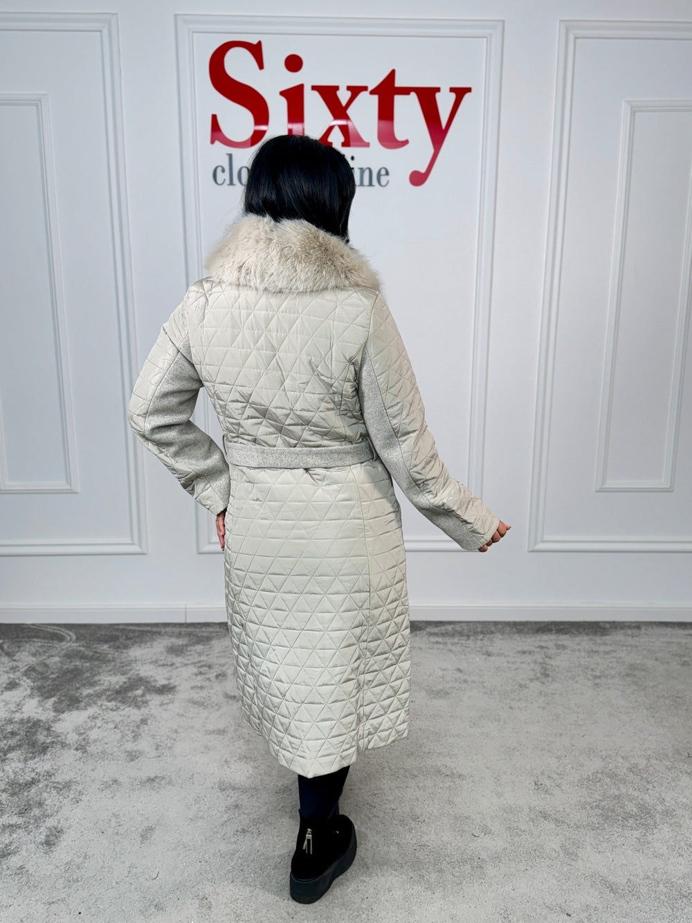 Palton fas cu blana ecologica Karina