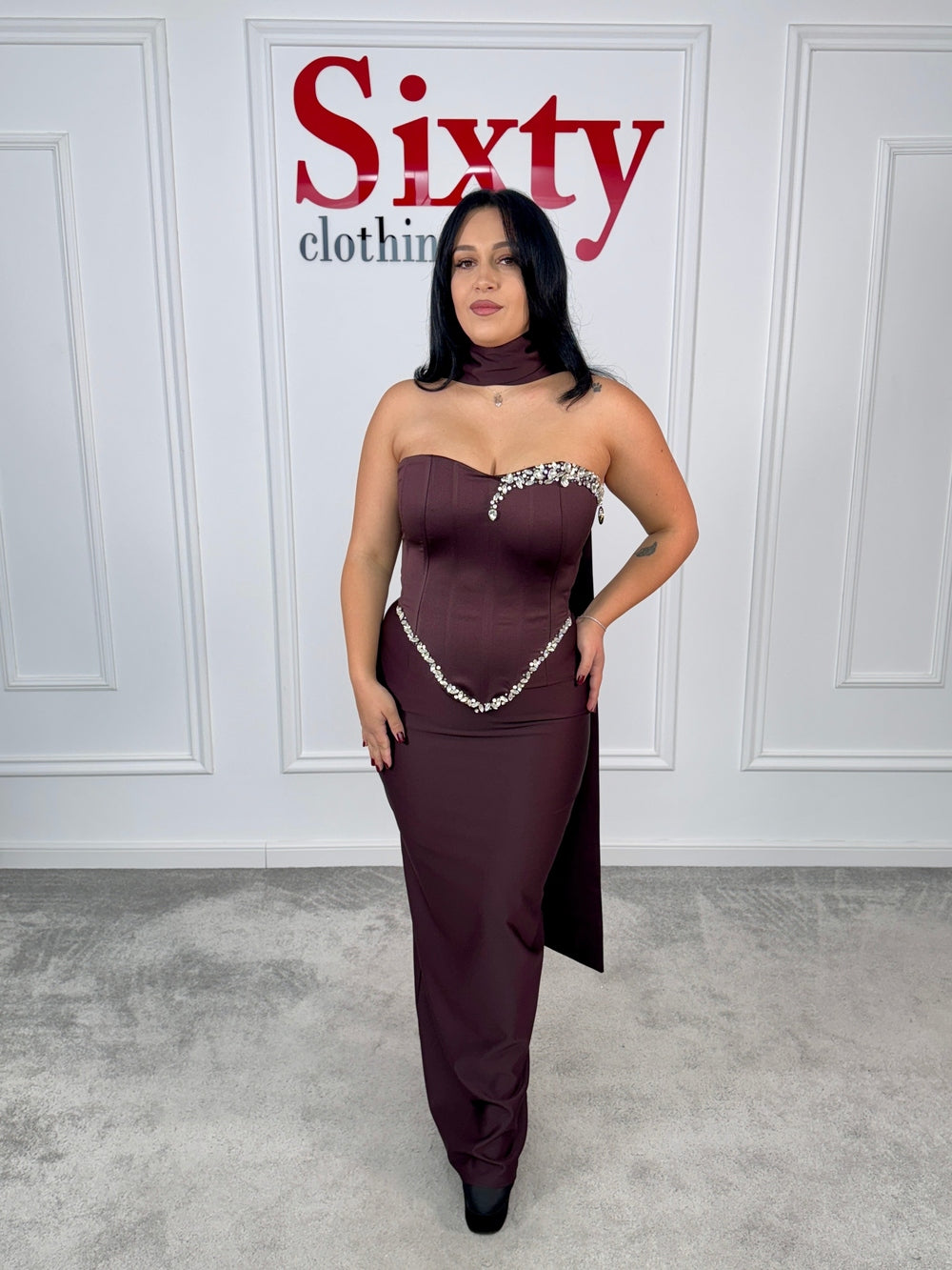 Compleu stofa satinata Roxen