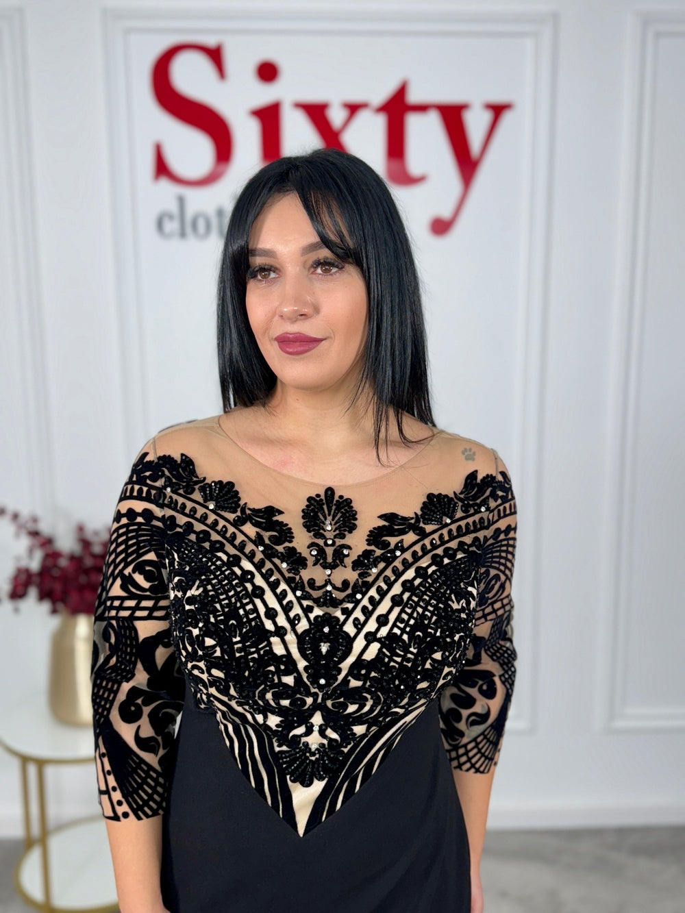 Rochie stofa cu insertii de catifea Nepa