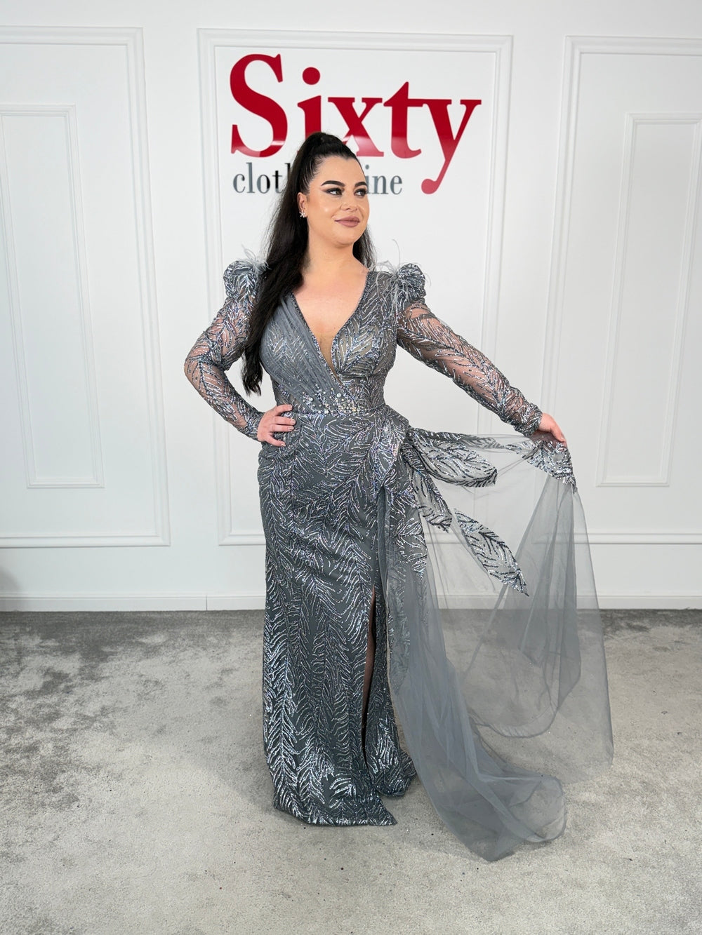 Rochie dantela cu sclipici Amina