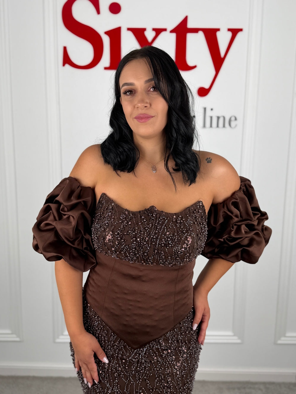 Rochie cu perle si pietre Queen