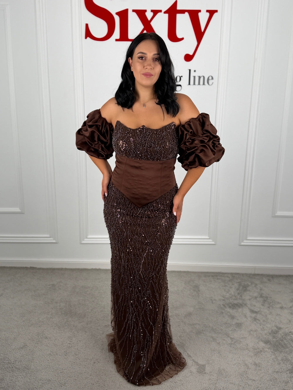 Rochie cu perle si pietre Queen
