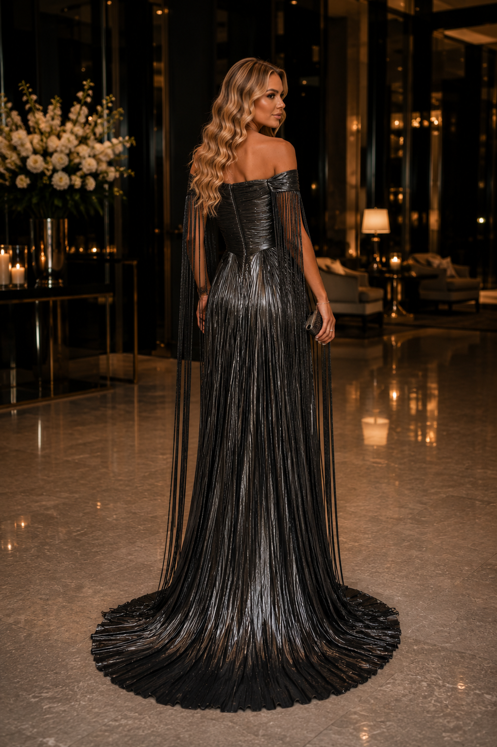 Rochie lurex plisat Domi