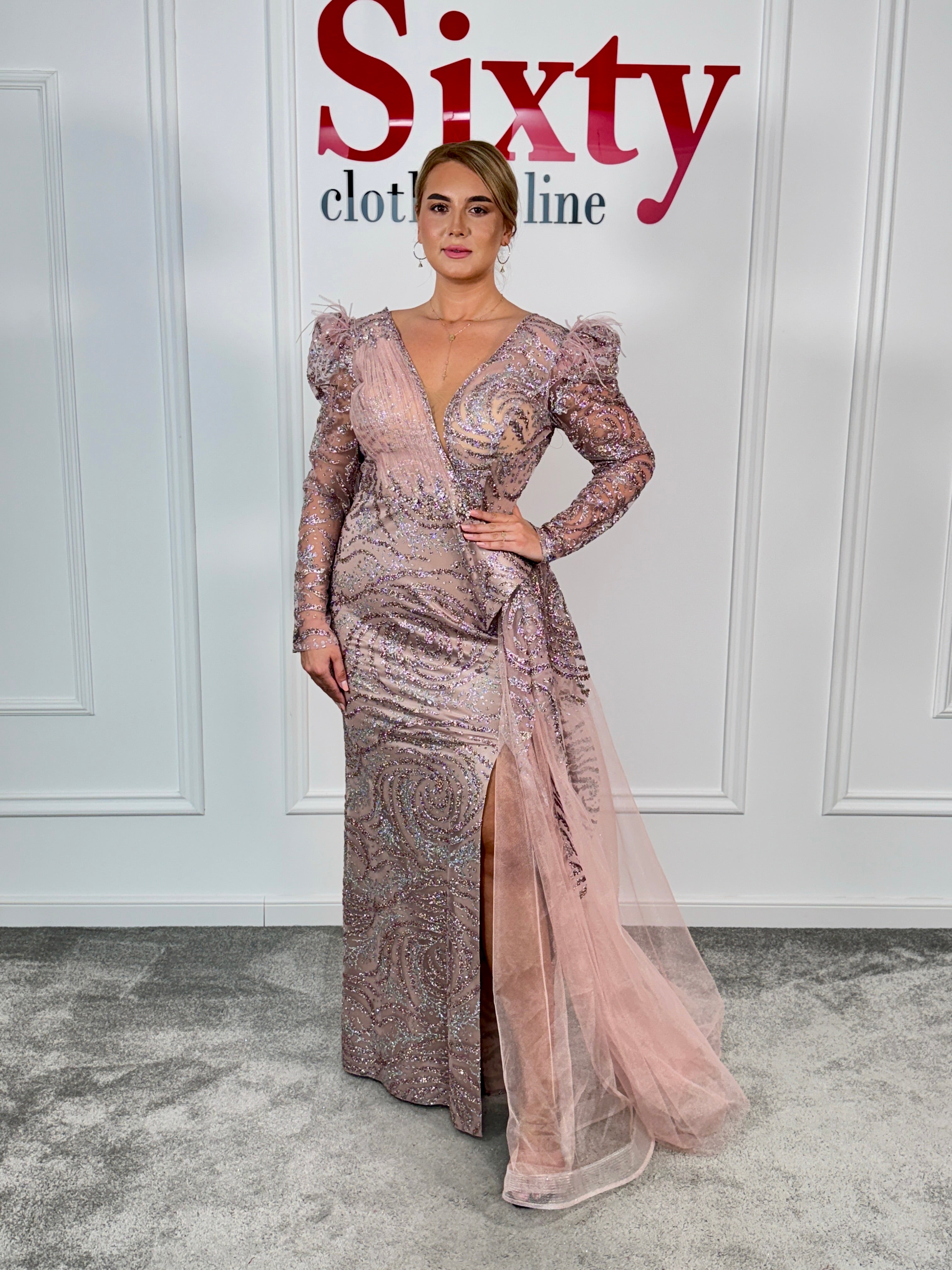 Rochie dantela cu sclipici Amina