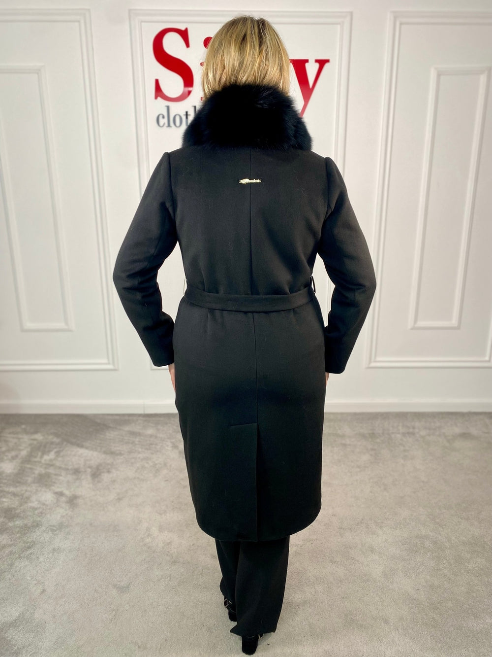 Palton lana si casmir cu blana naturala Kenia