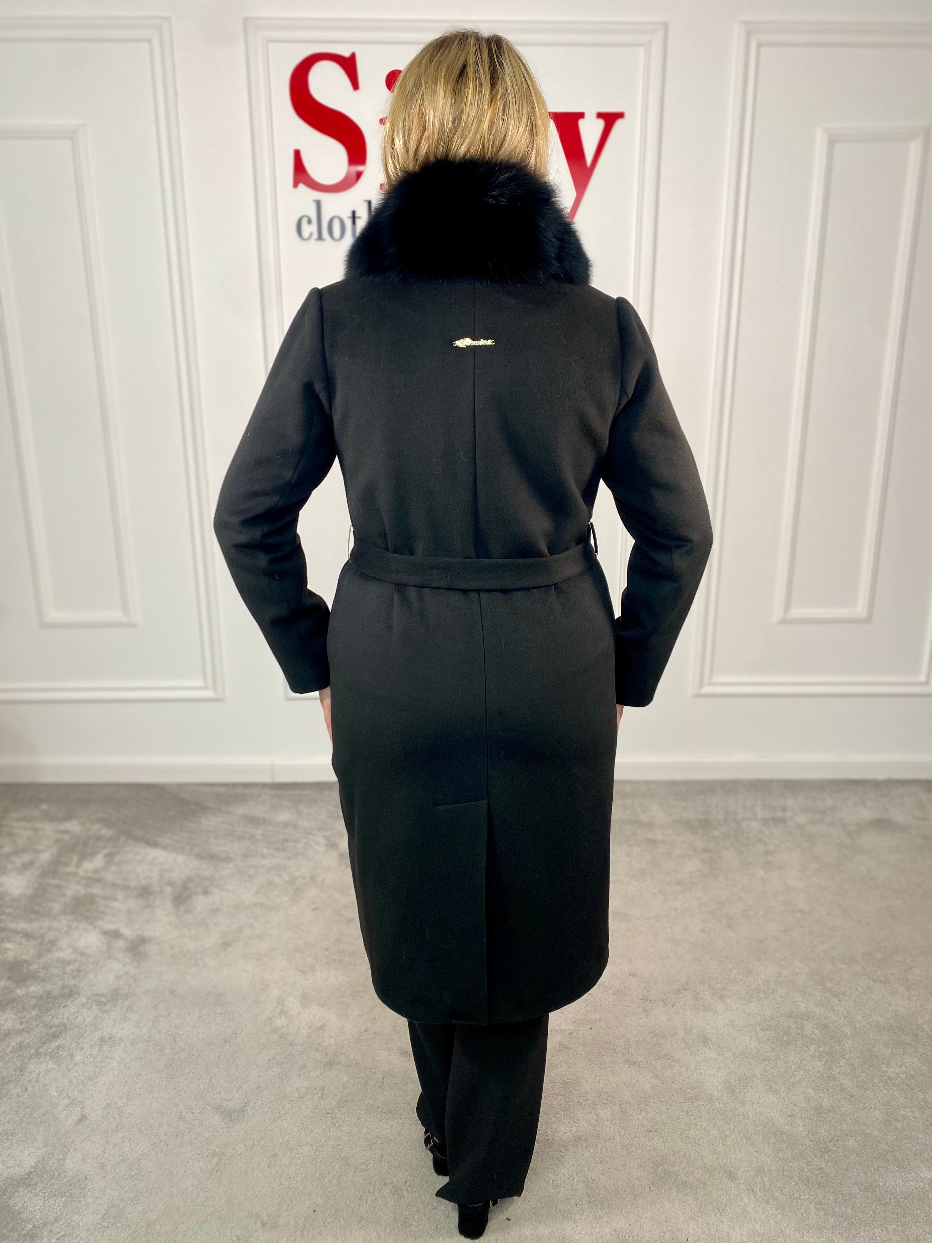 Palton lana si casmir cu blana naturala Kenia