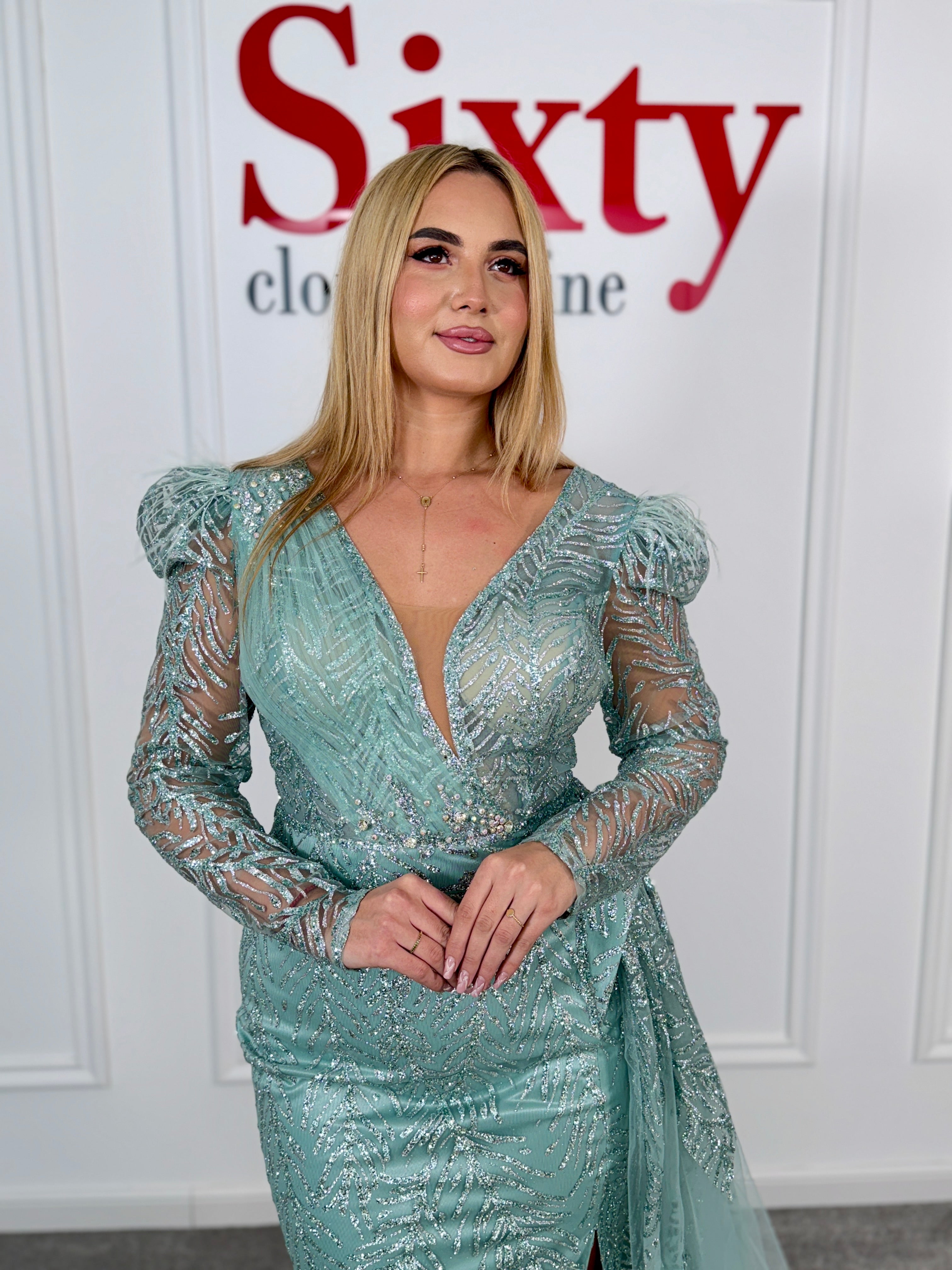 Rochie dantela cu sclipici Amina