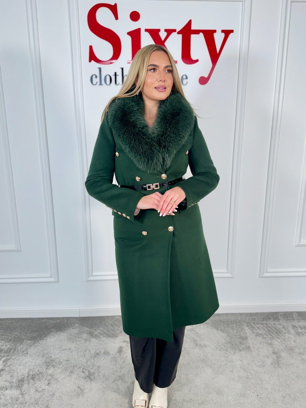 Palton lana si casmir cu blana naturala Marisa