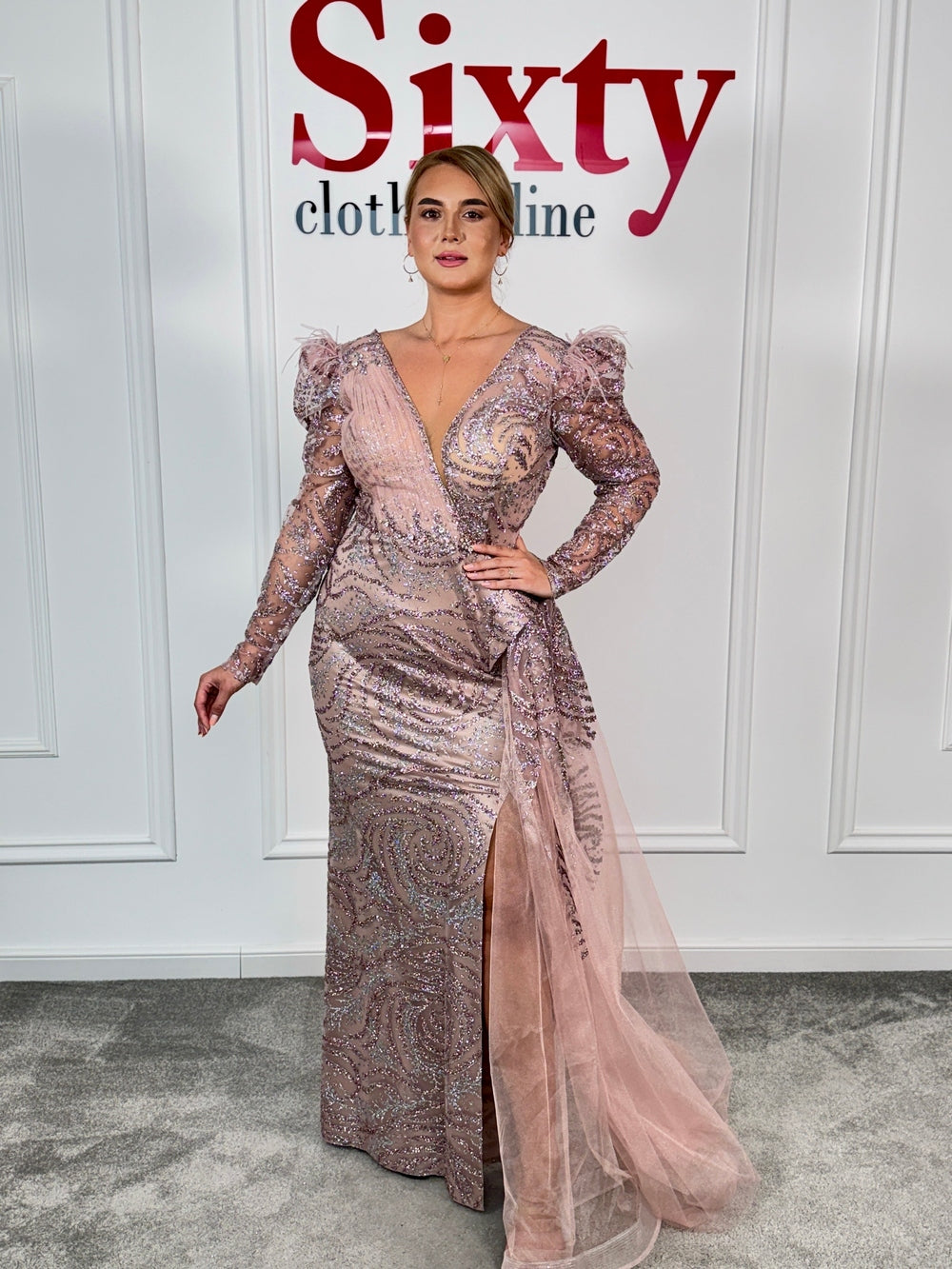 Rochie dantela cu sclipici Amina