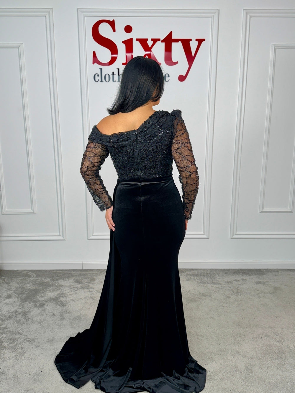 Rochie dantela cu paiete si catifea Amelia