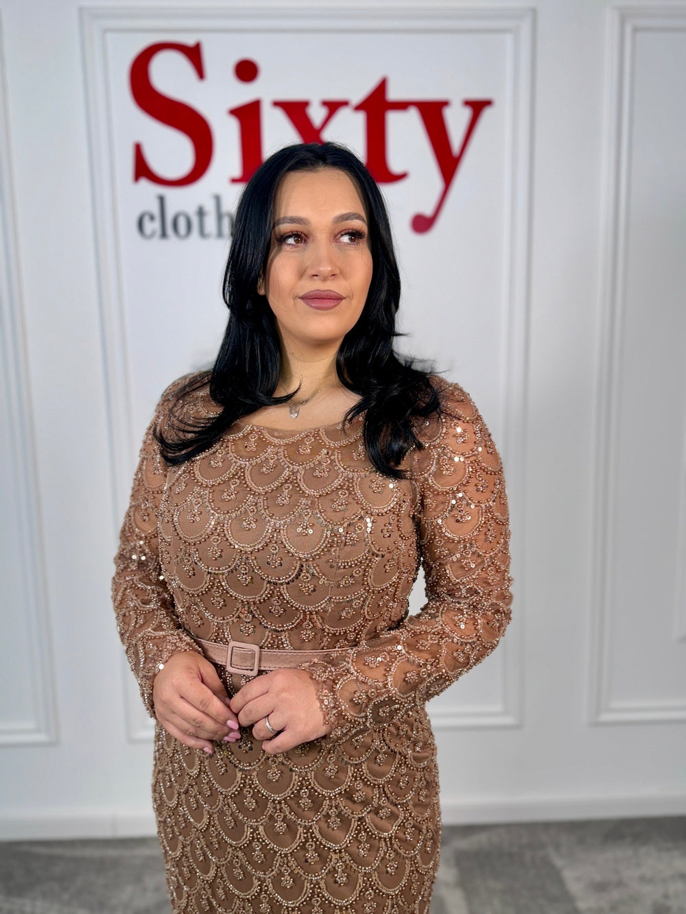 Rochie dantela cu pietre Samia