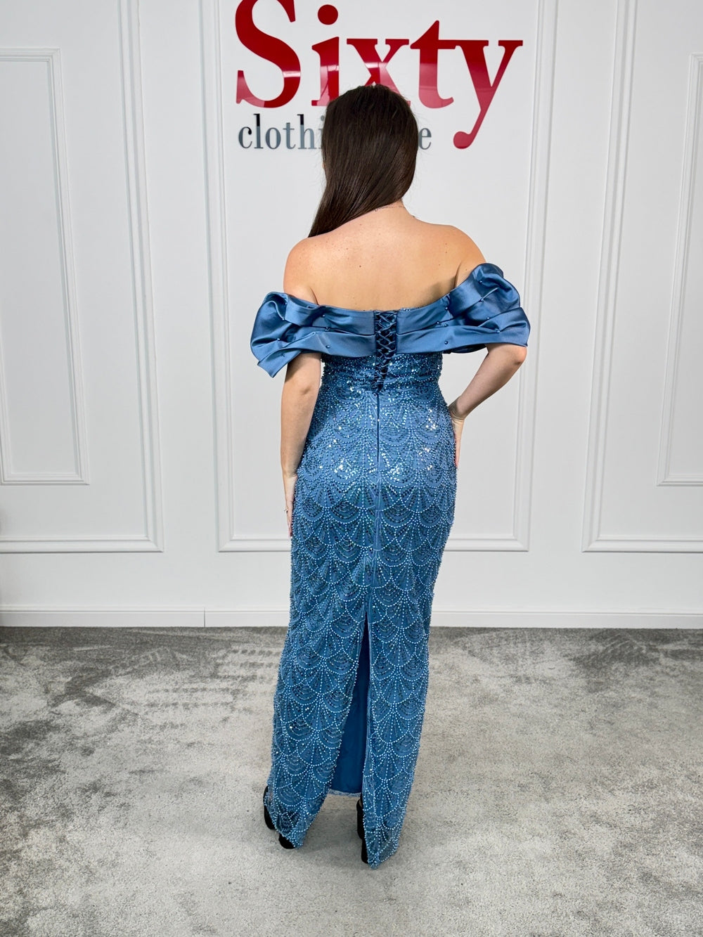 Rochie dantela cu perle Medelin