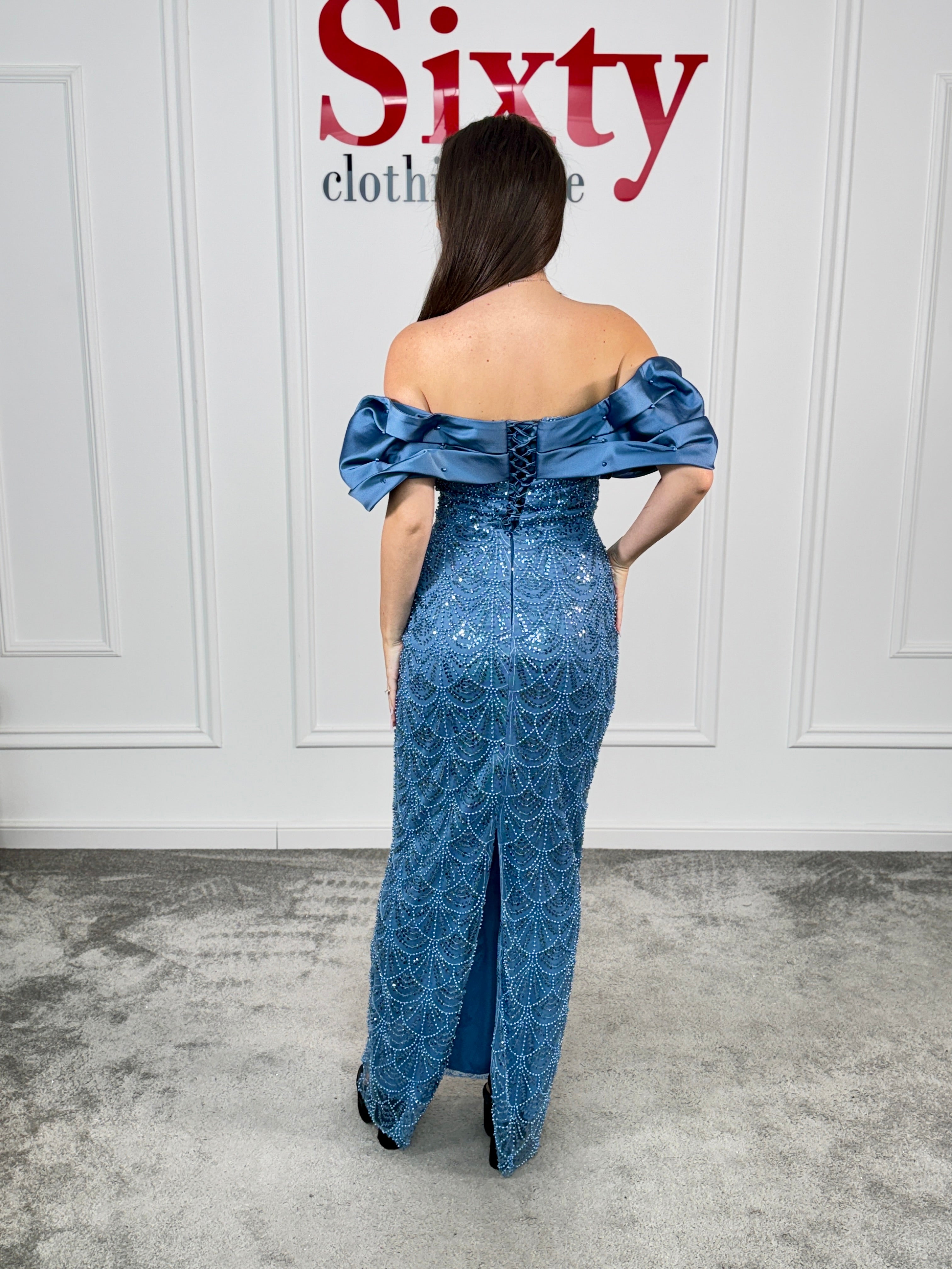 Rochie dantela cu perle Medelin