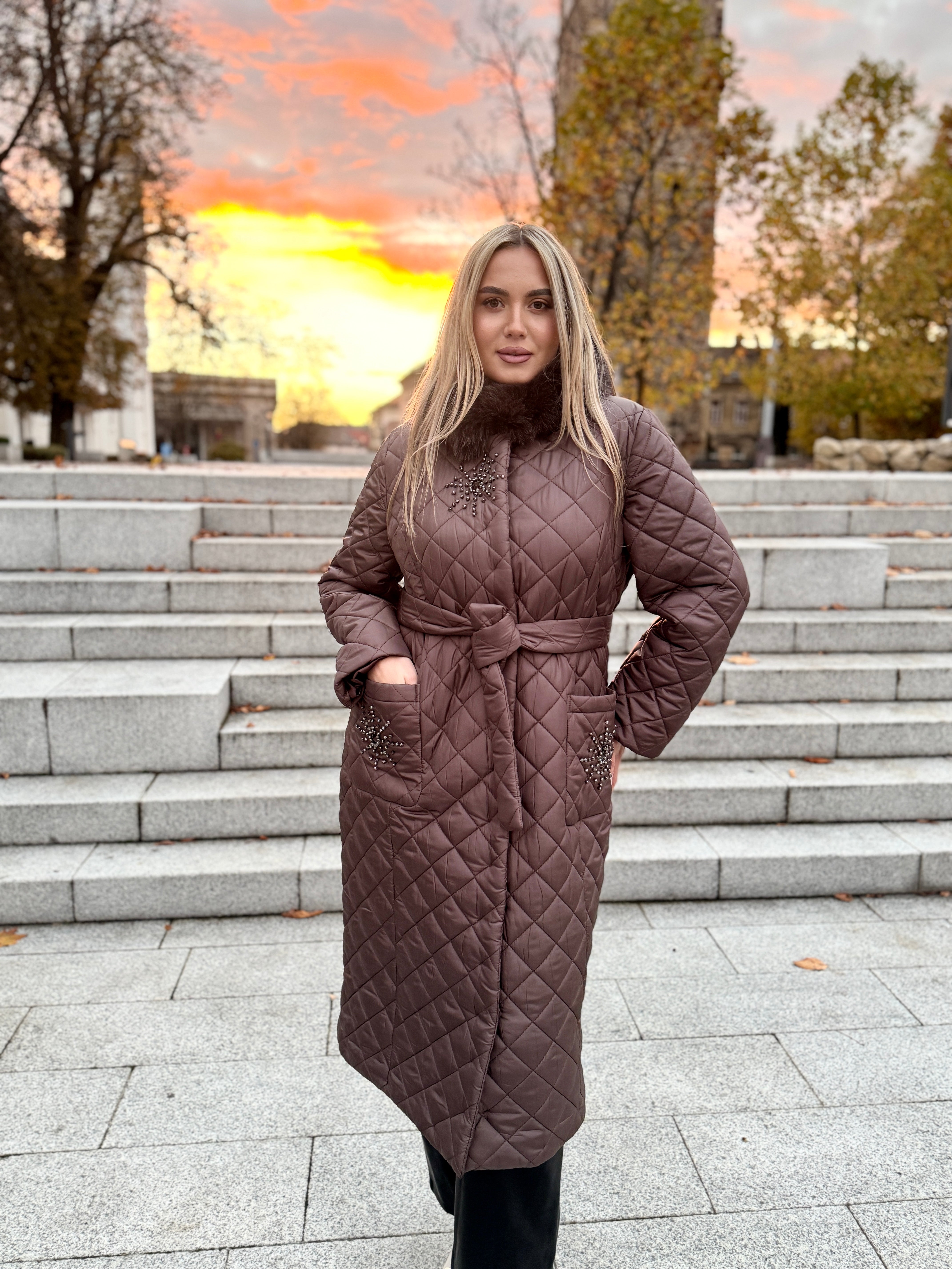 Palton fas cu blana naturala Chleo