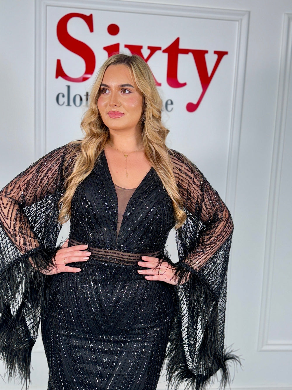 Rochie dantela cu perle Loren