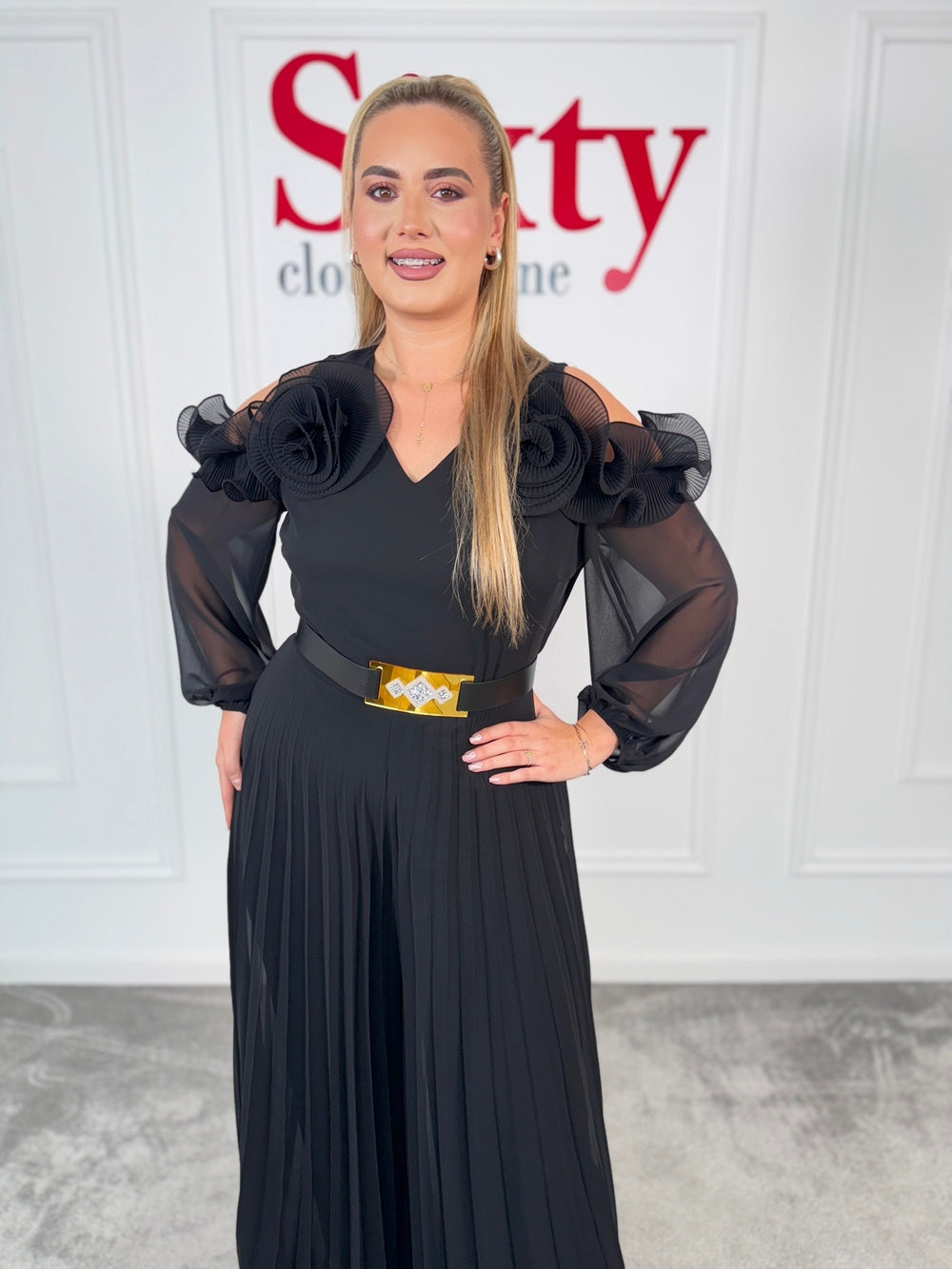 Salopeta voal plisat Alexia