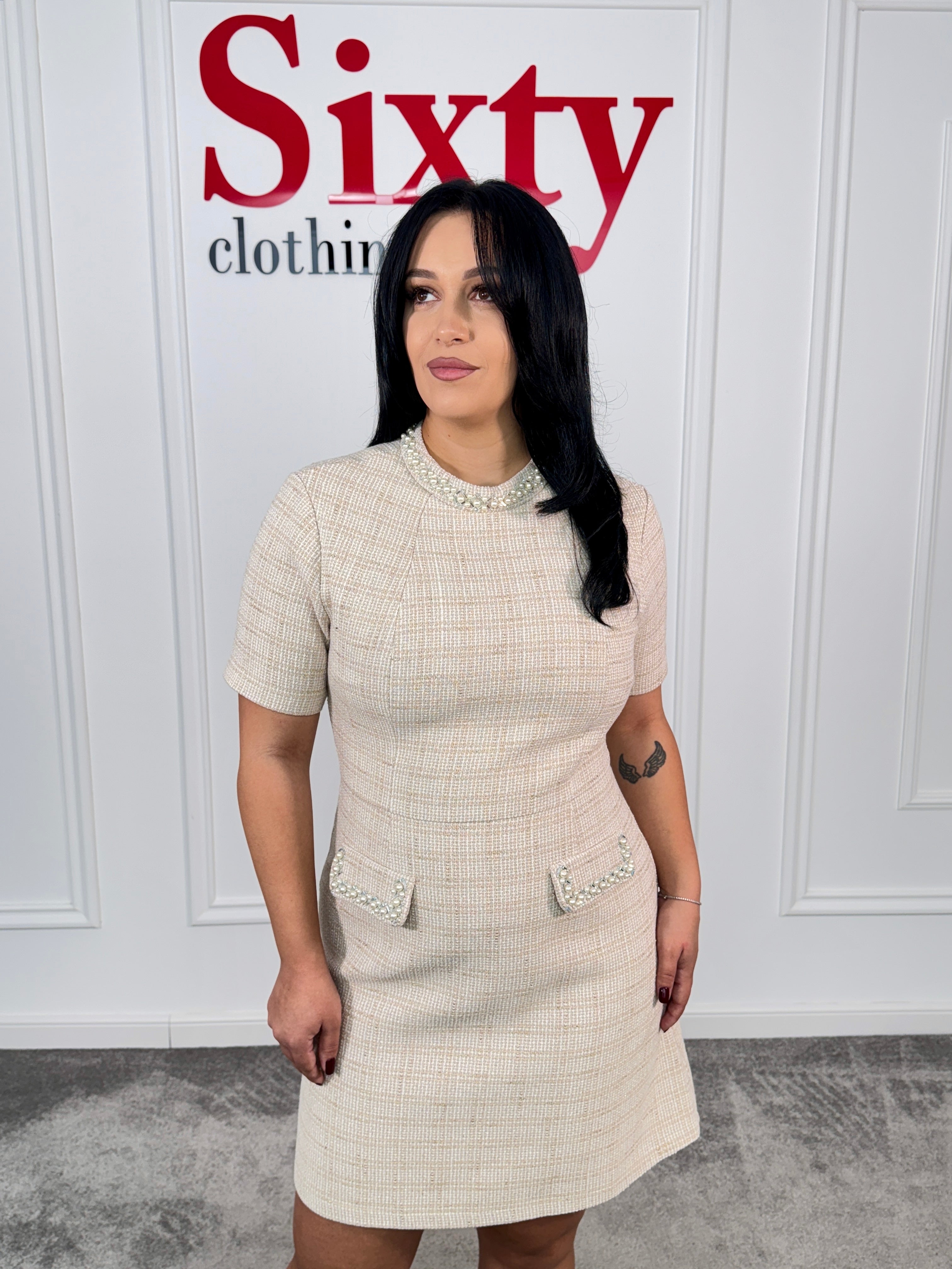 Rochie tercot cu perle Maura