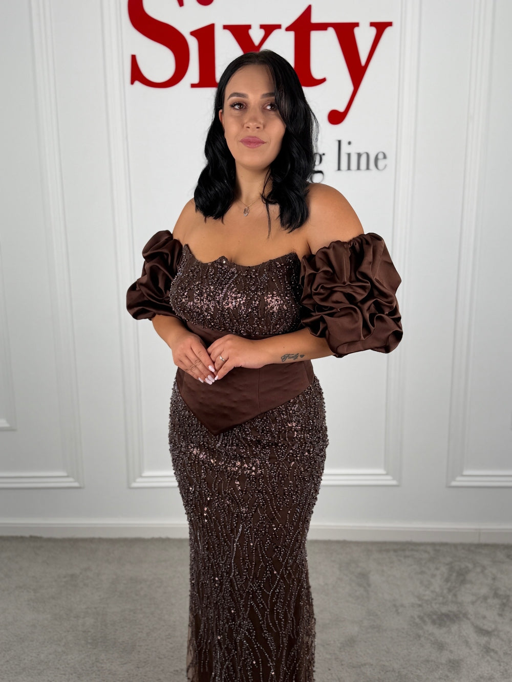 Rochie cu perle si pietre Queen