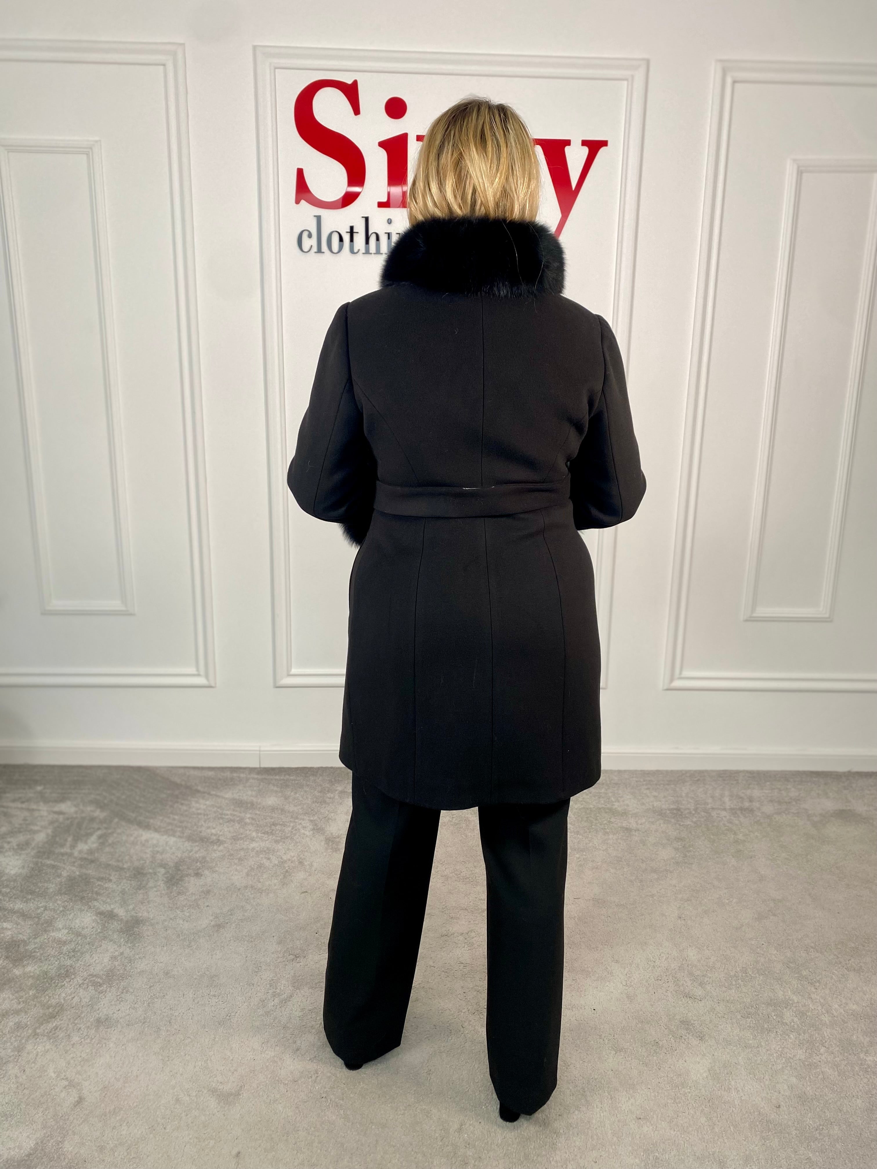 Palton lana si casmir cu blana naturala Kasia