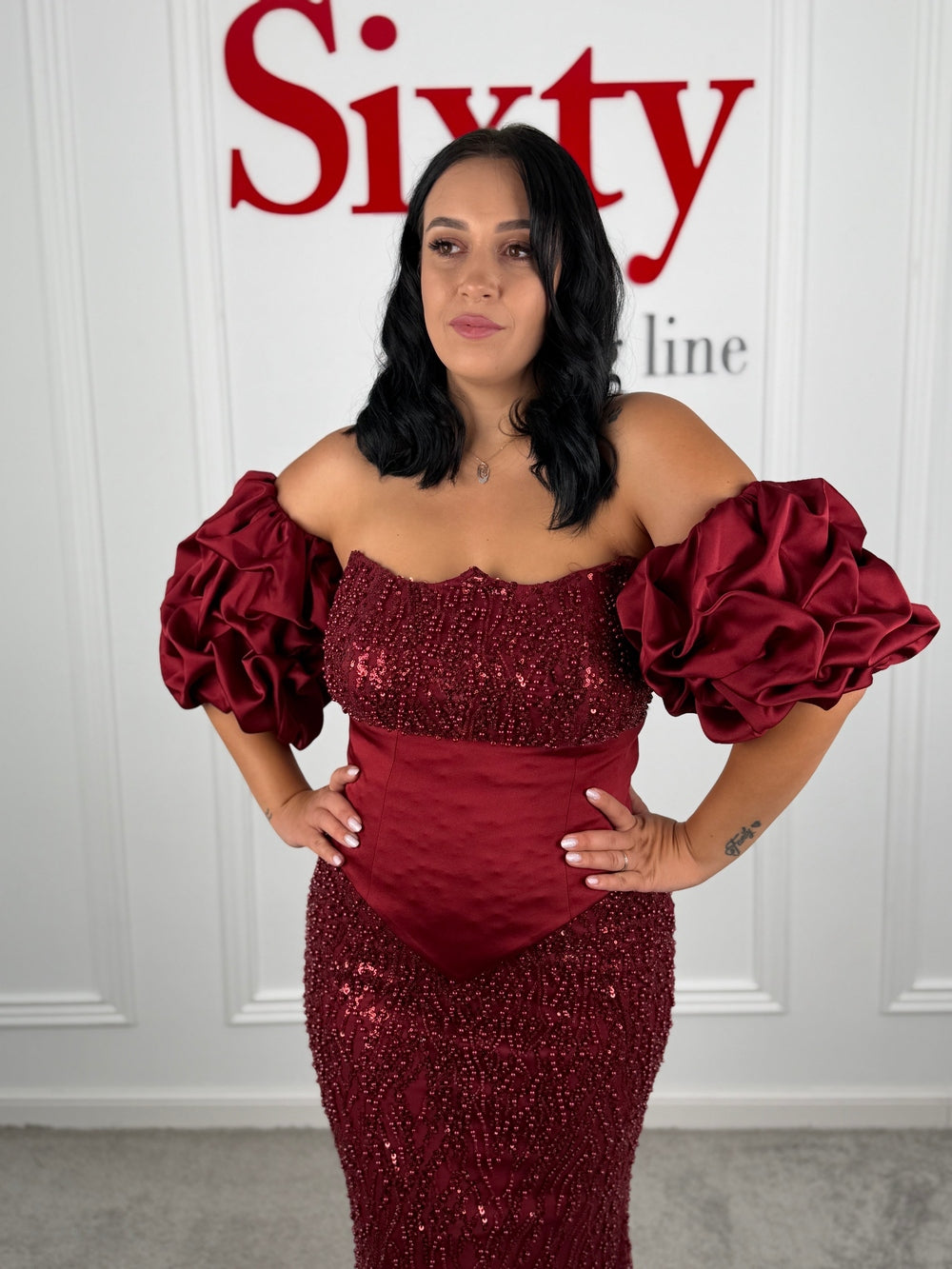 Rochie cu perle si pietre Queen