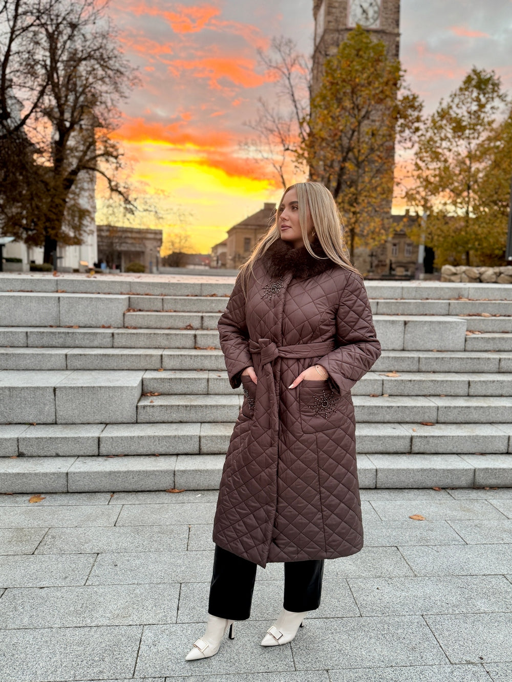 Palton fas cu blana naturala Chleo