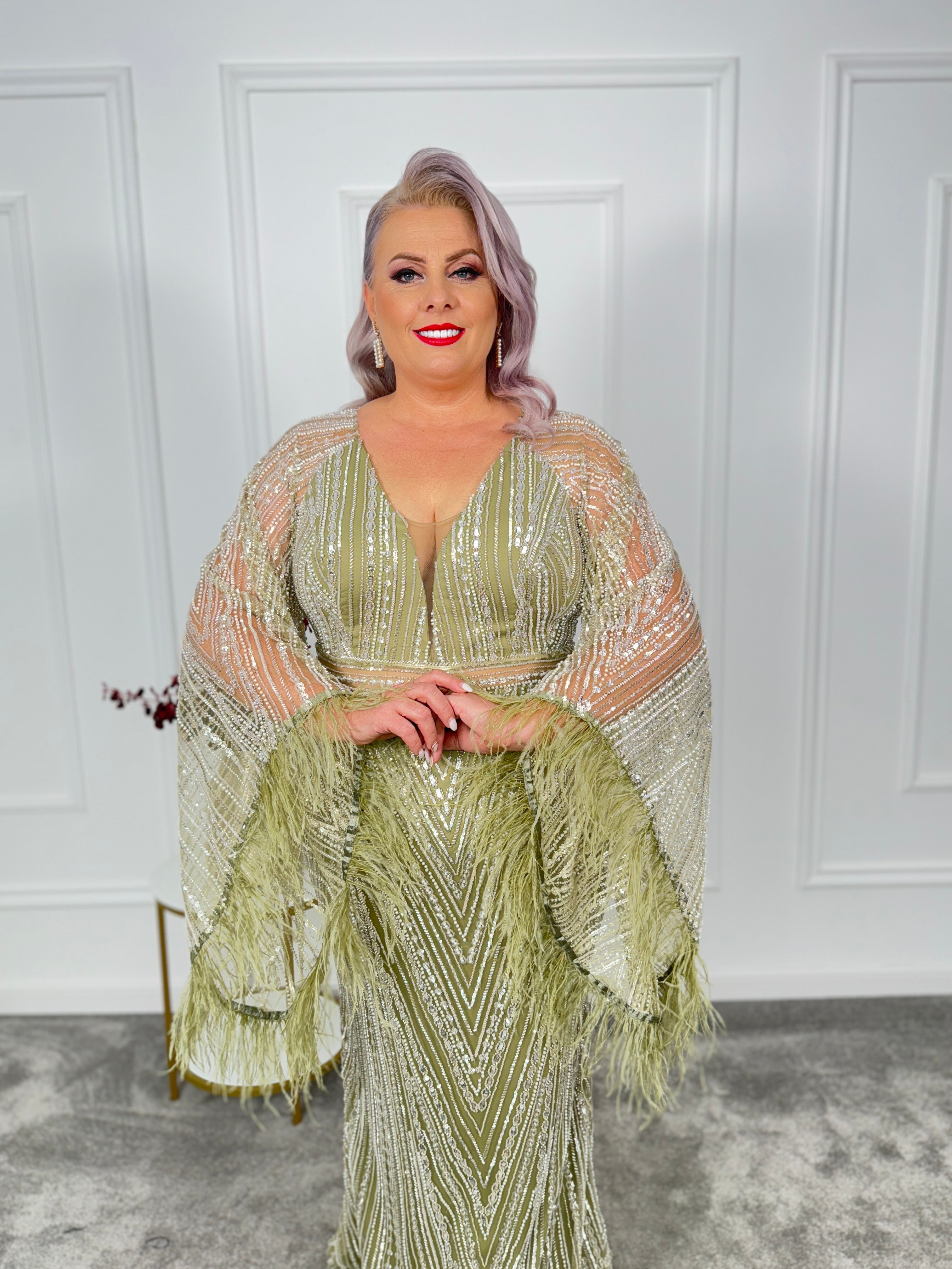 Rochie dantela cu perle Loren