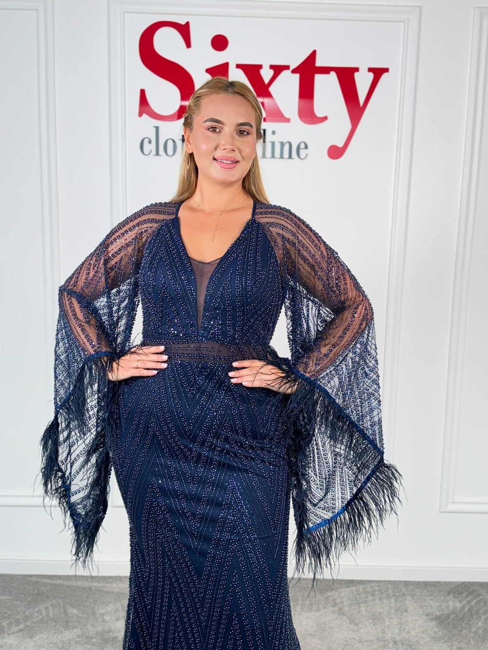 Rochie dantela cu perle Loren