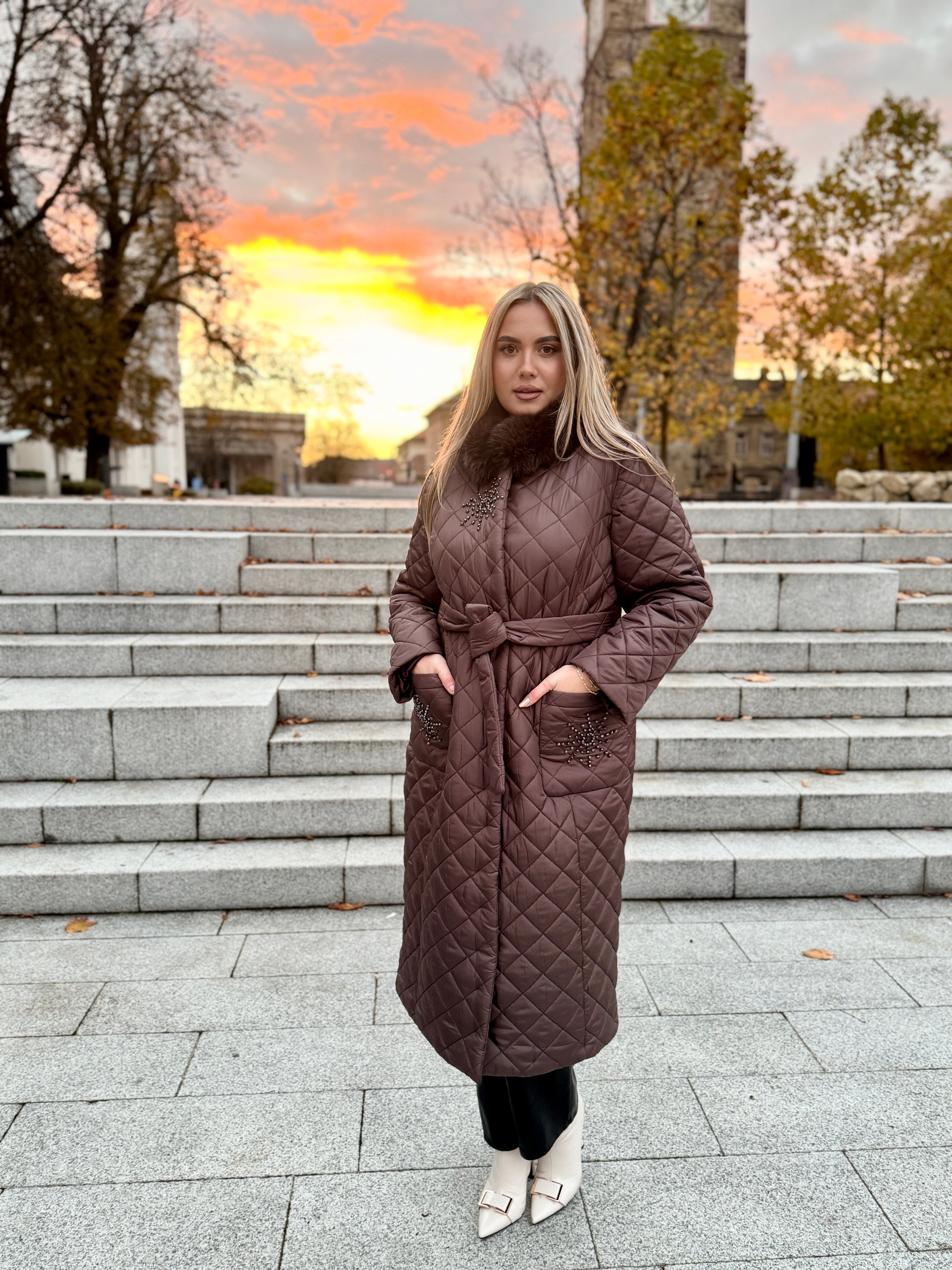 Palton fas cu blana naturala Chleo