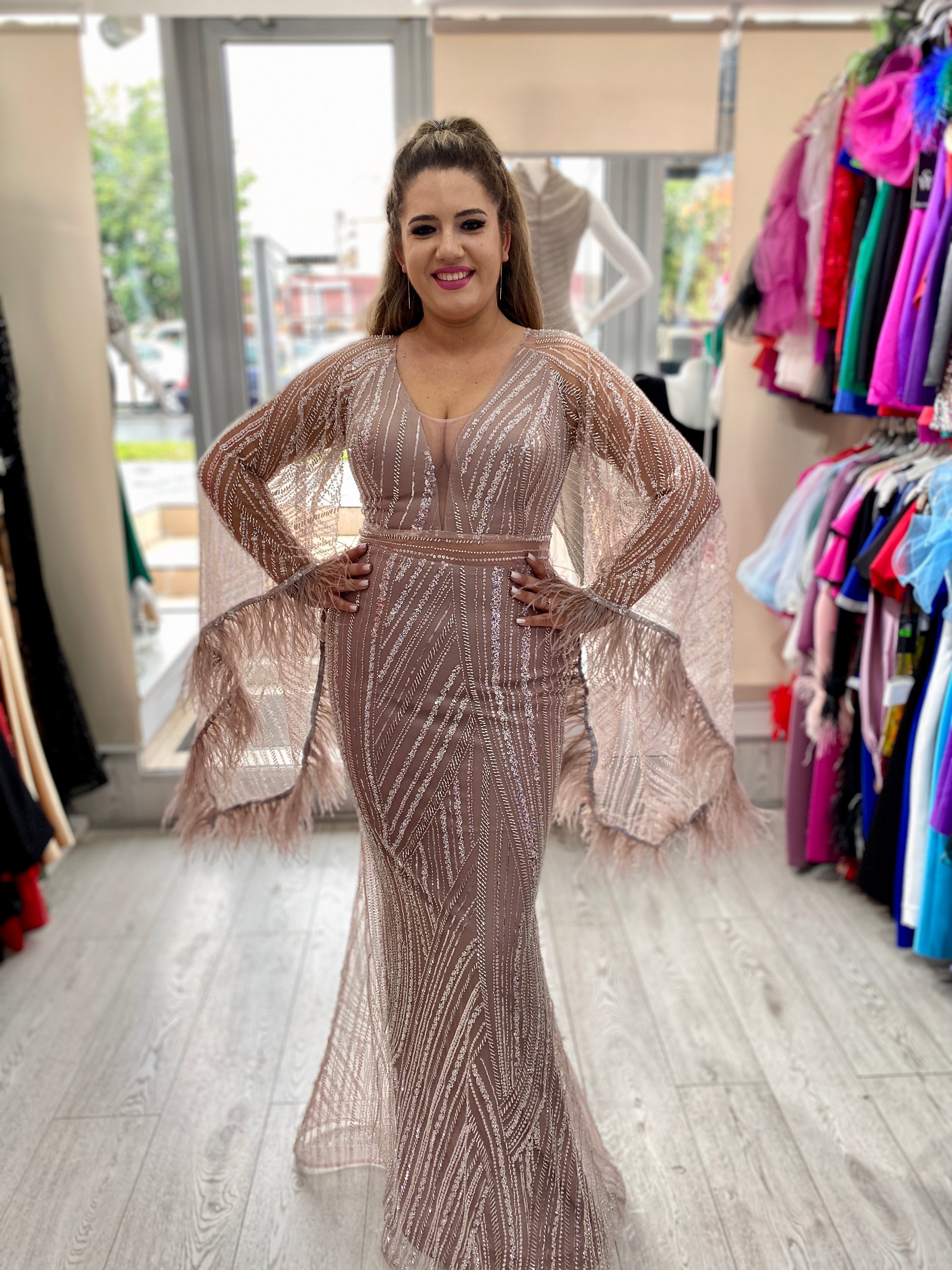Rochie dantela cu perle Loren