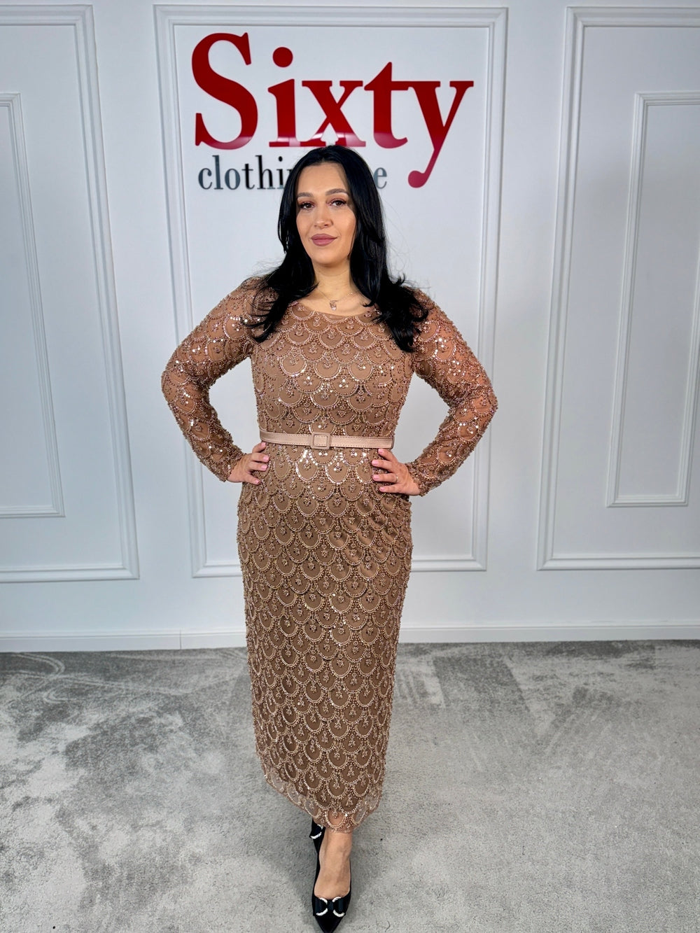 Rochie dantela cu pietre Samia