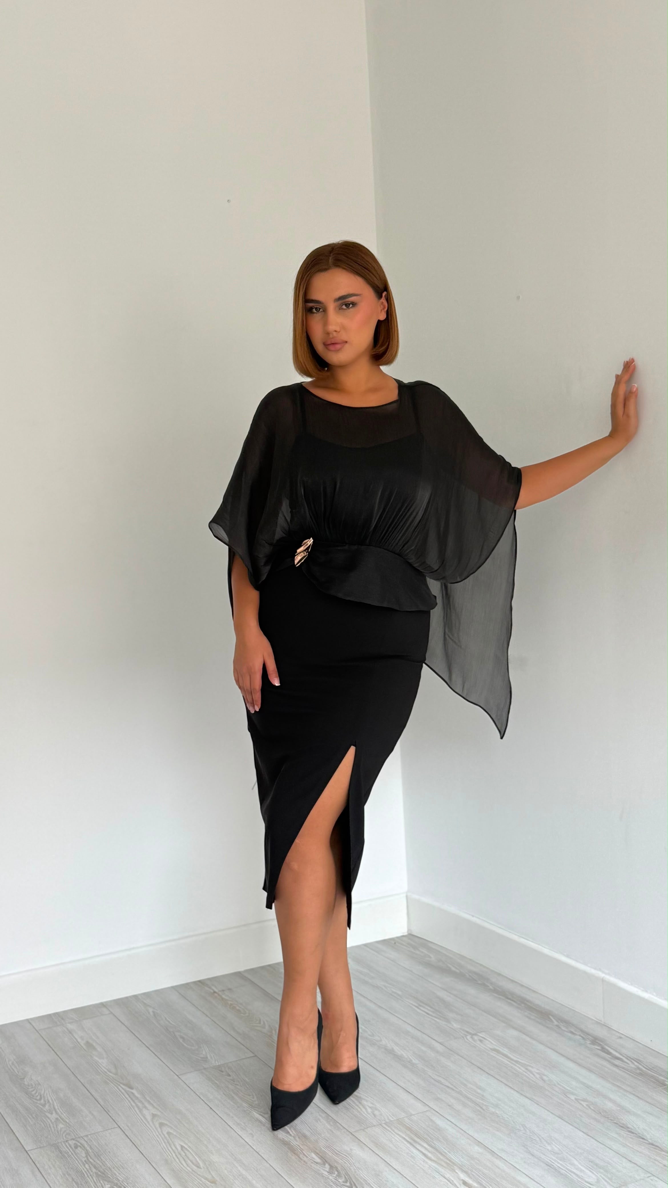 Rochie stofa cu voal Mia