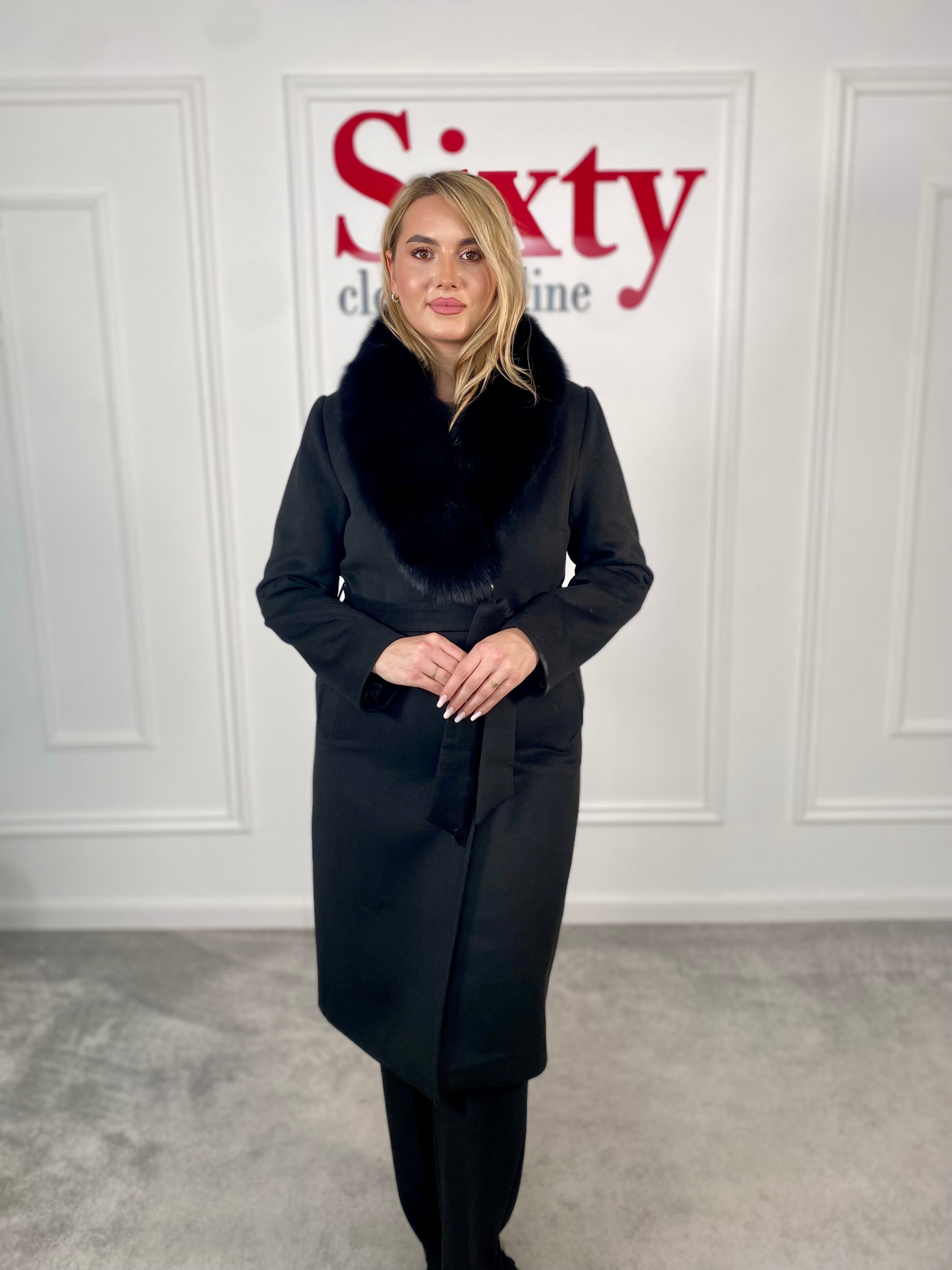 Palton lana si casmir cu blana naturala Kenia