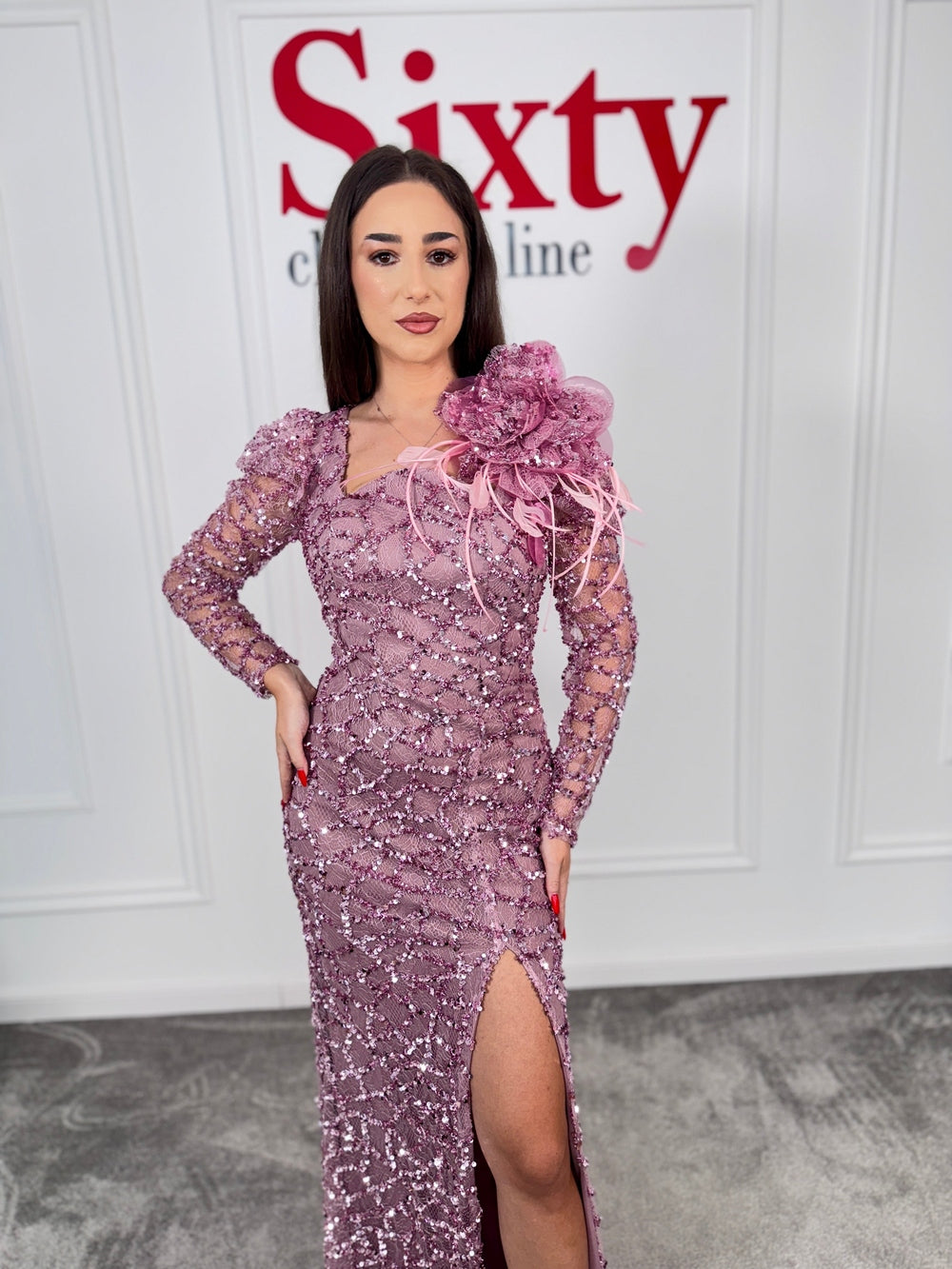 Rochie dantela cu paiete Caterina