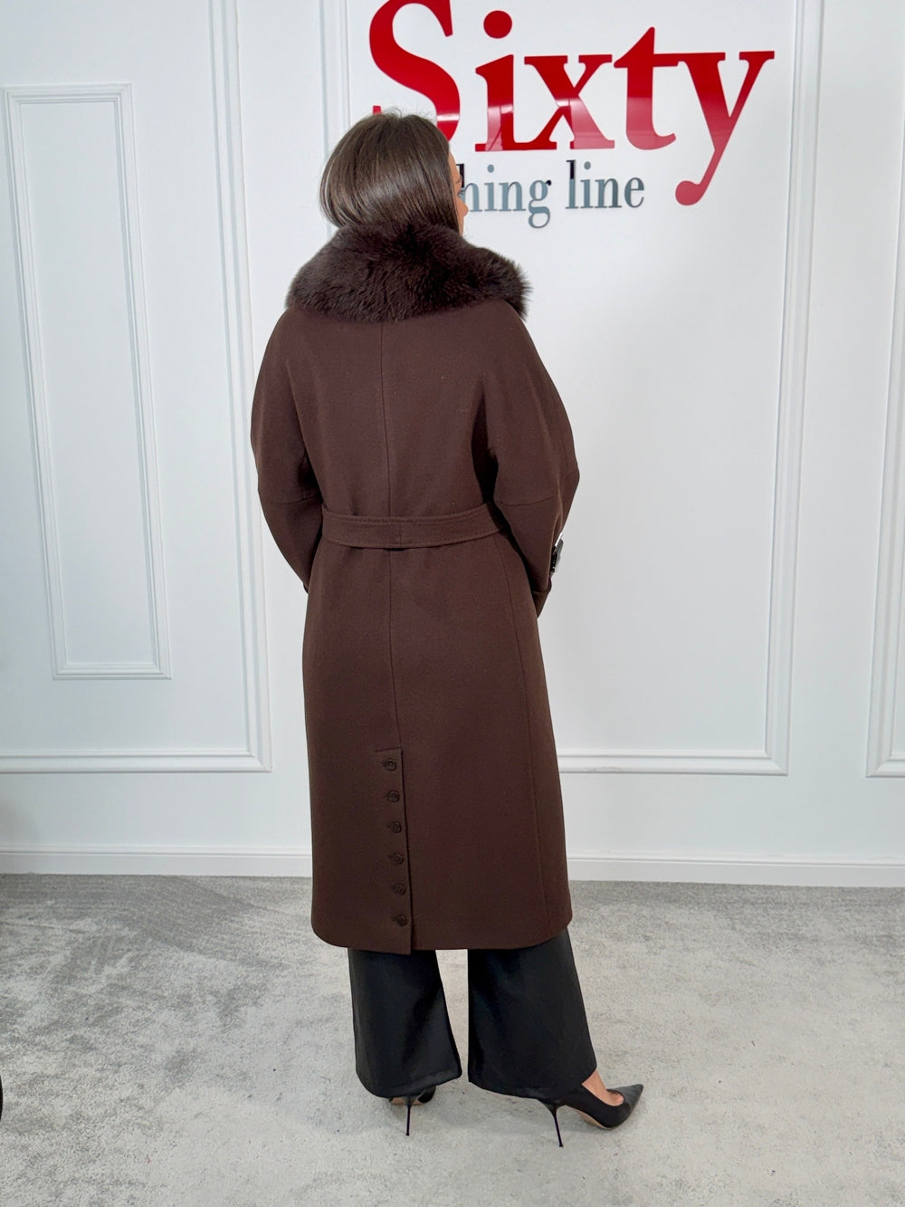 Palton lana si casmir cu blana naturala Amira