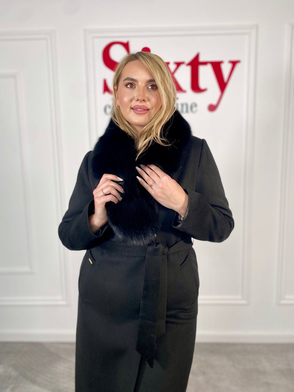 Palton lana si casmir cu blana naturala Kenia