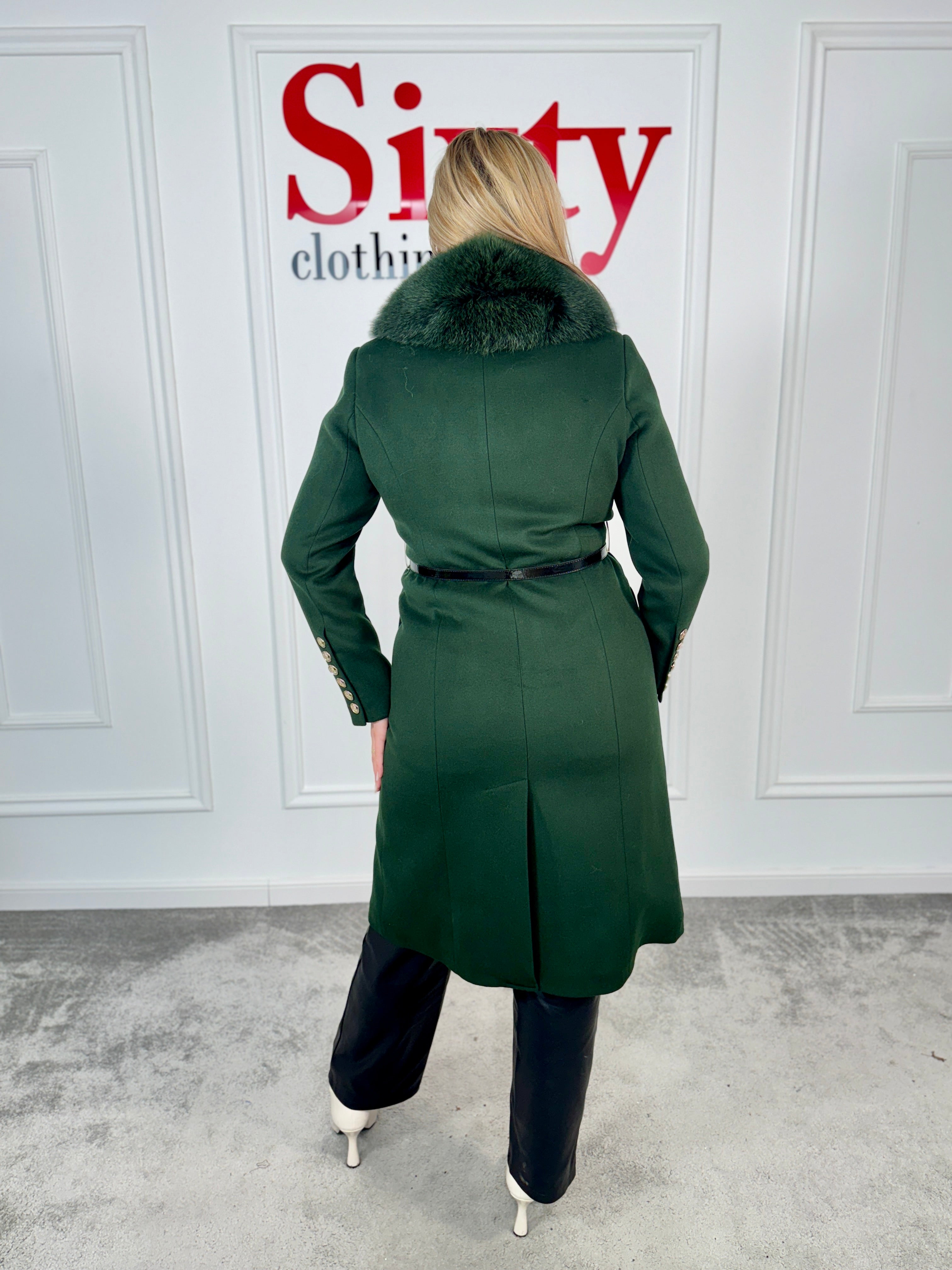 Palton lana si casmir cu blana naturala Marisa