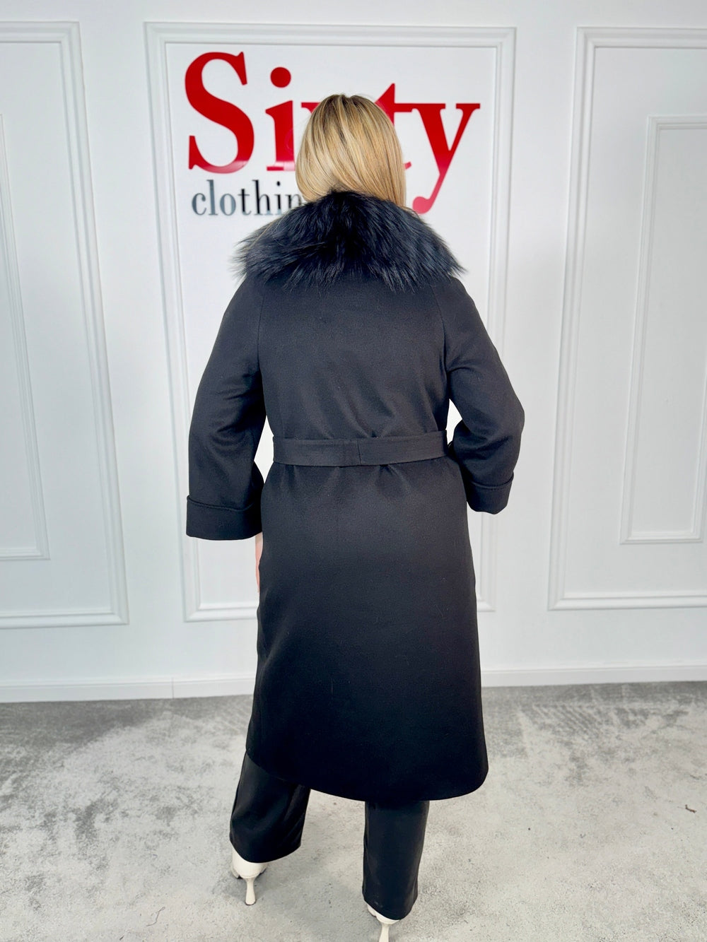 Palton lana si casmir cu blana naturala Milenka