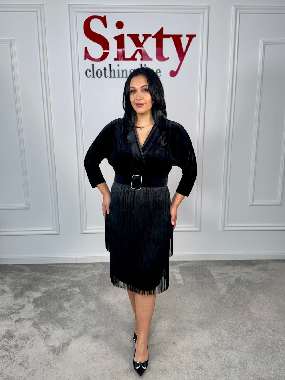 Rochie catifea cu franjuri Bety