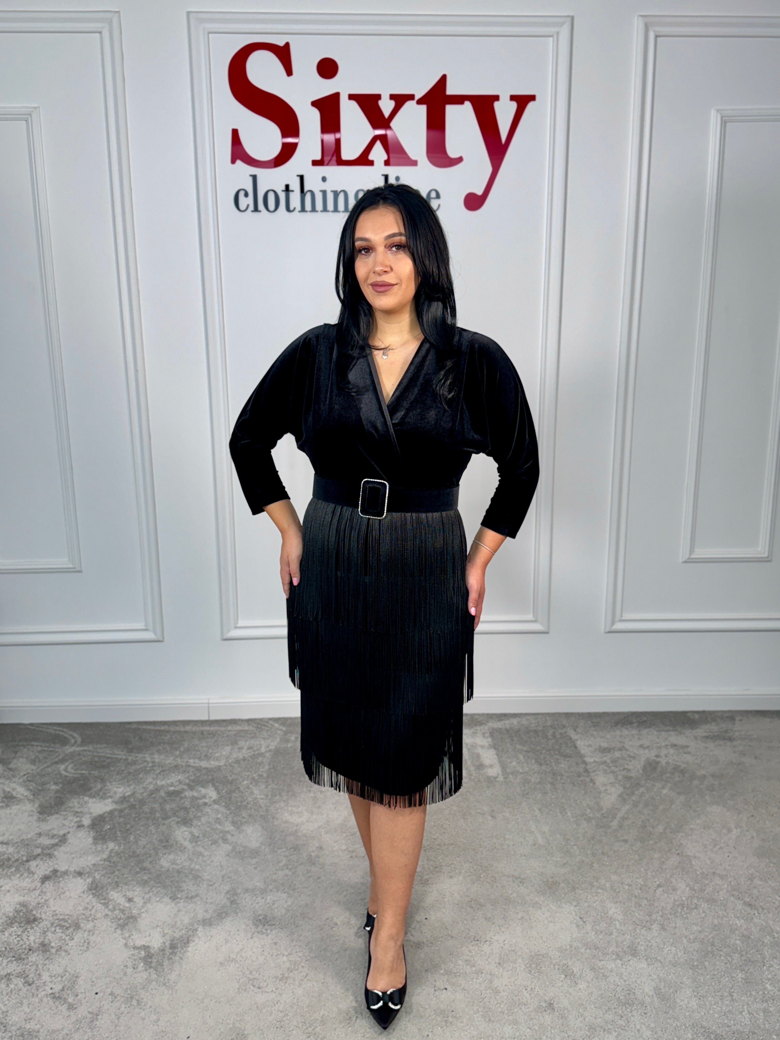 Rochie catifea cu franjuri Bety