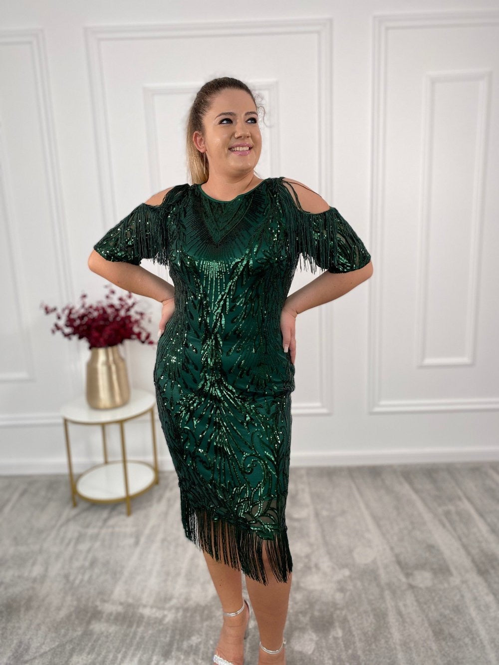 Rochie dantela cu paiete Anisia