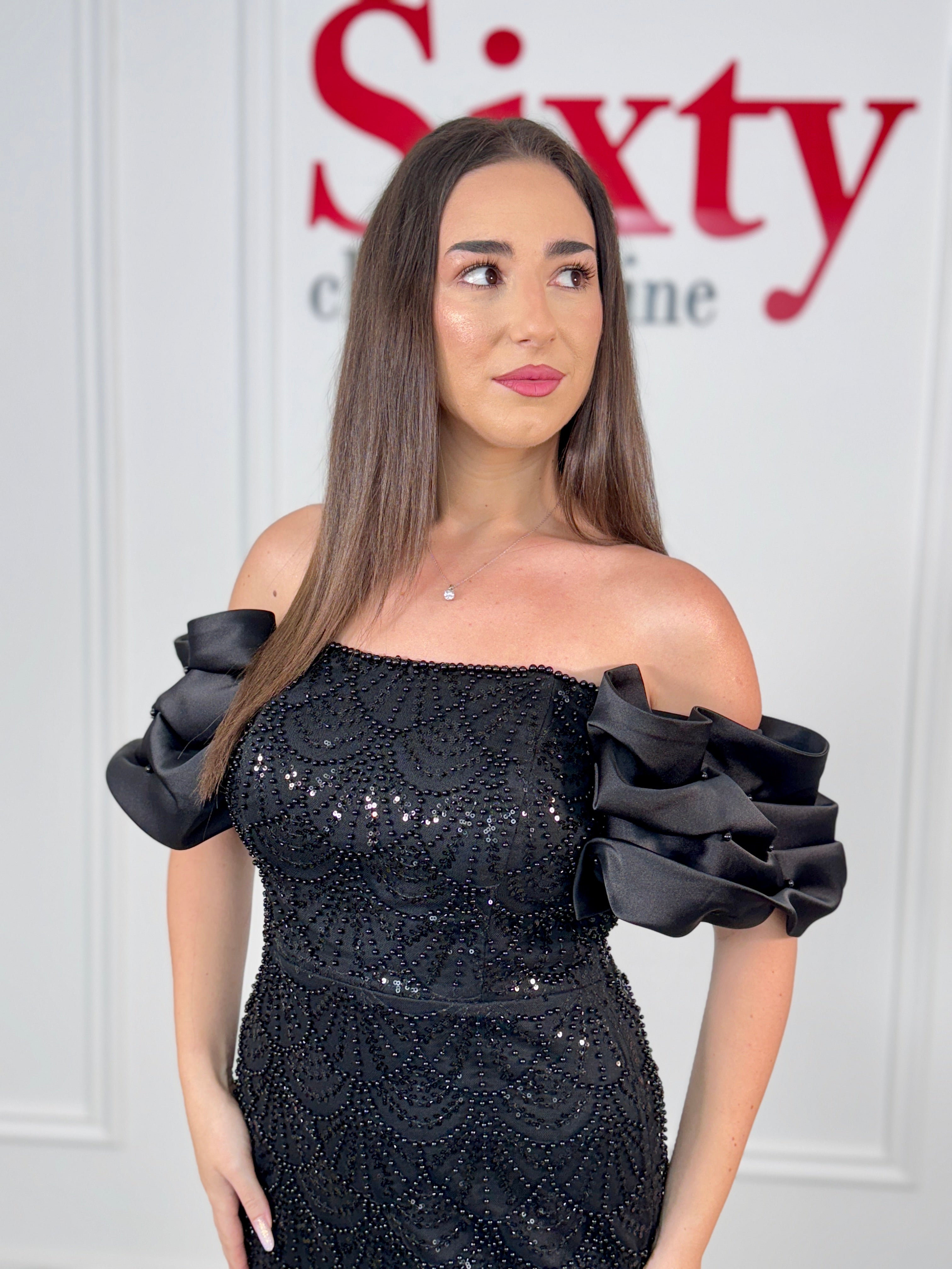 Rochie dantela cu perle Medelin