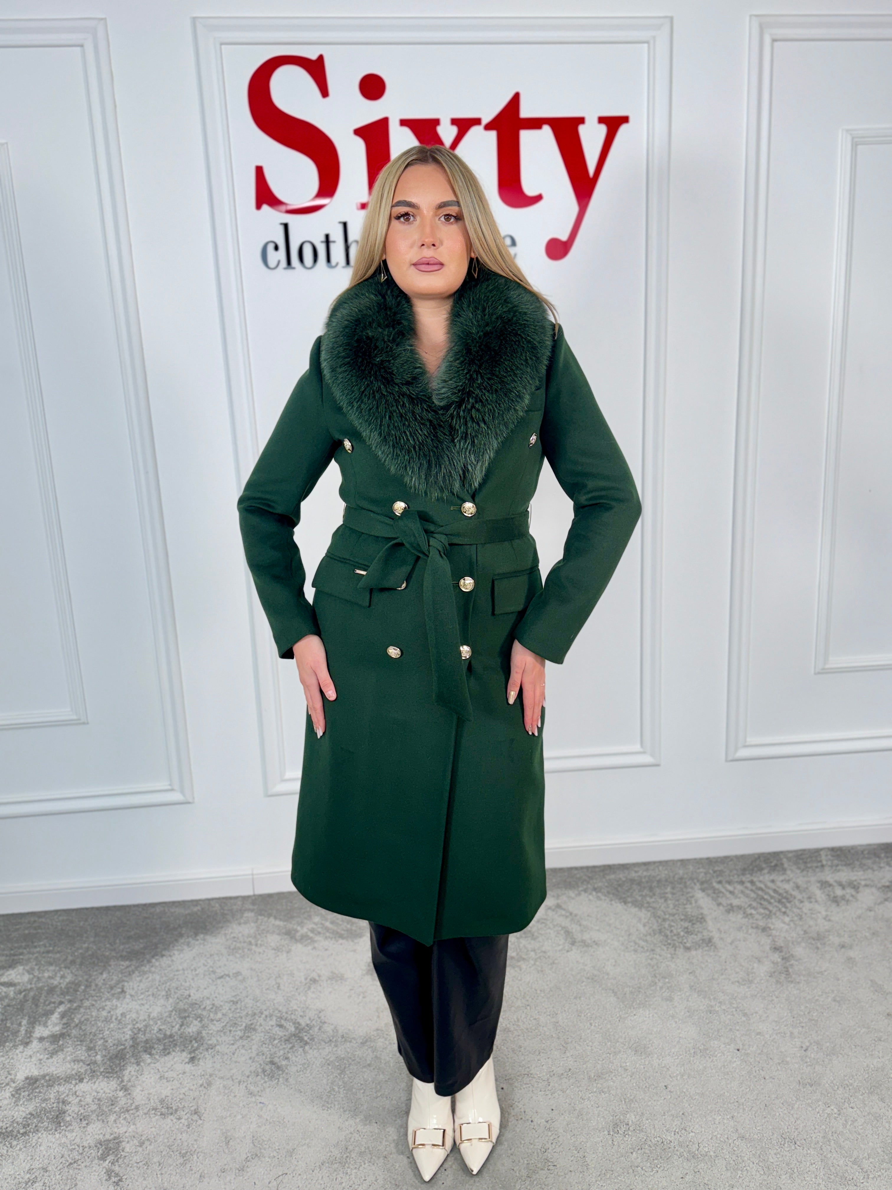 Palton lana si casmir cu blana naturala Marisa