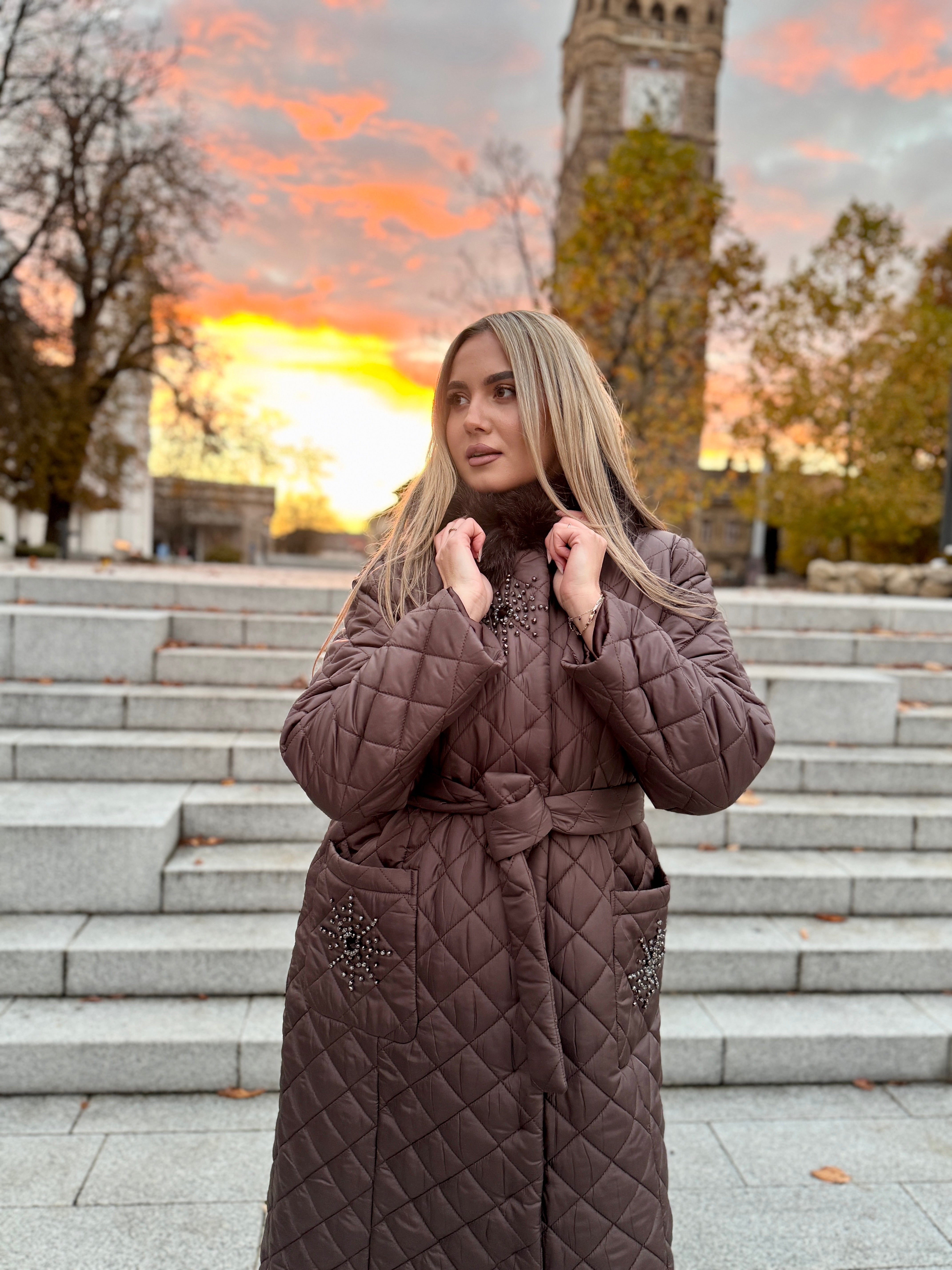 Palton fas cu blana naturala Chleo