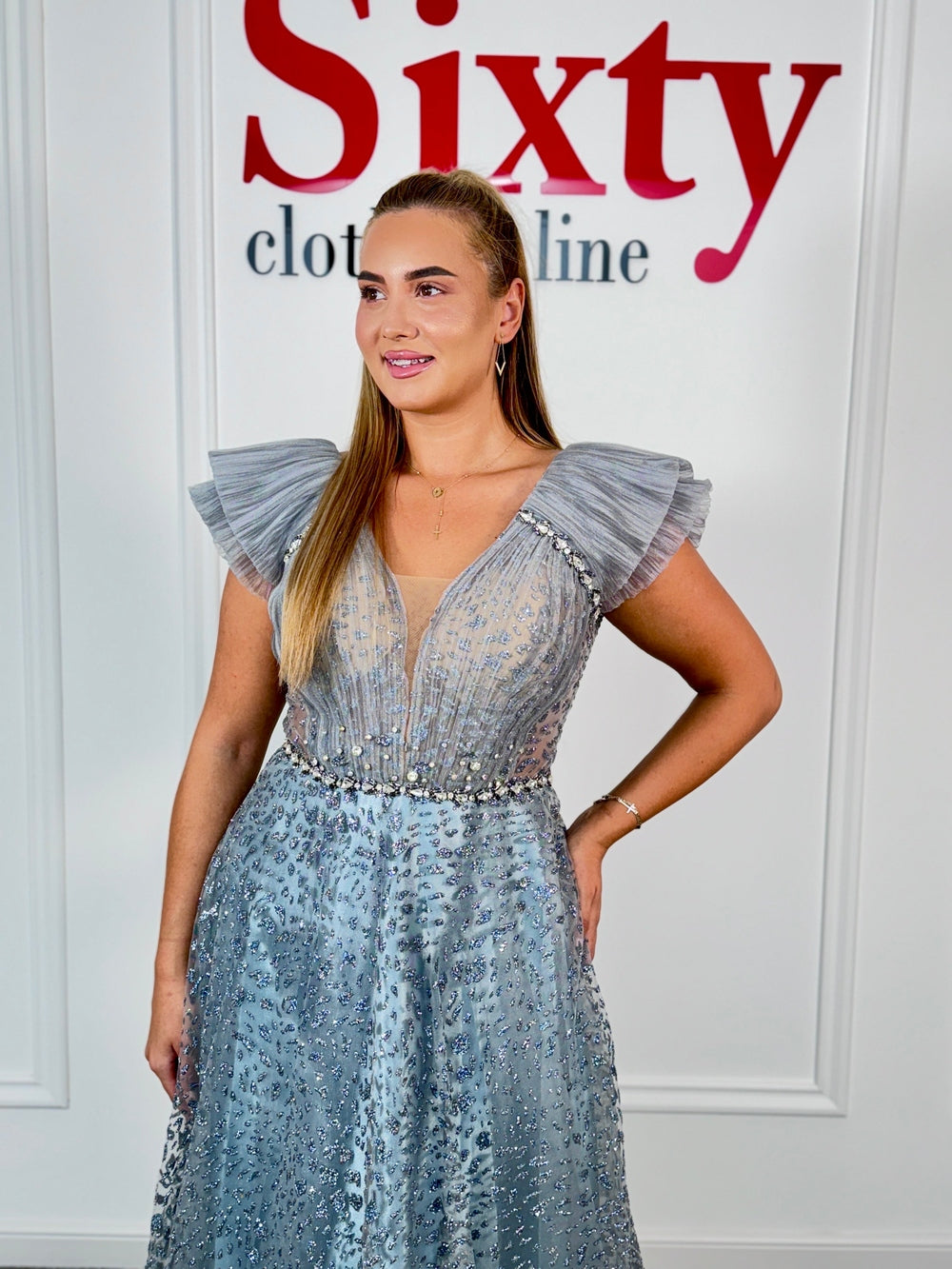 Rochie dantela cu sclipici Aziz