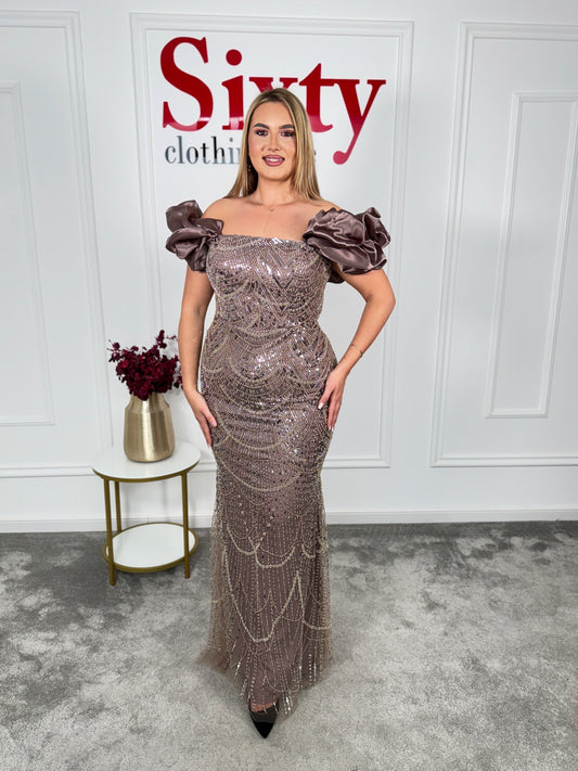 Rochie dantela cu perle Glamour