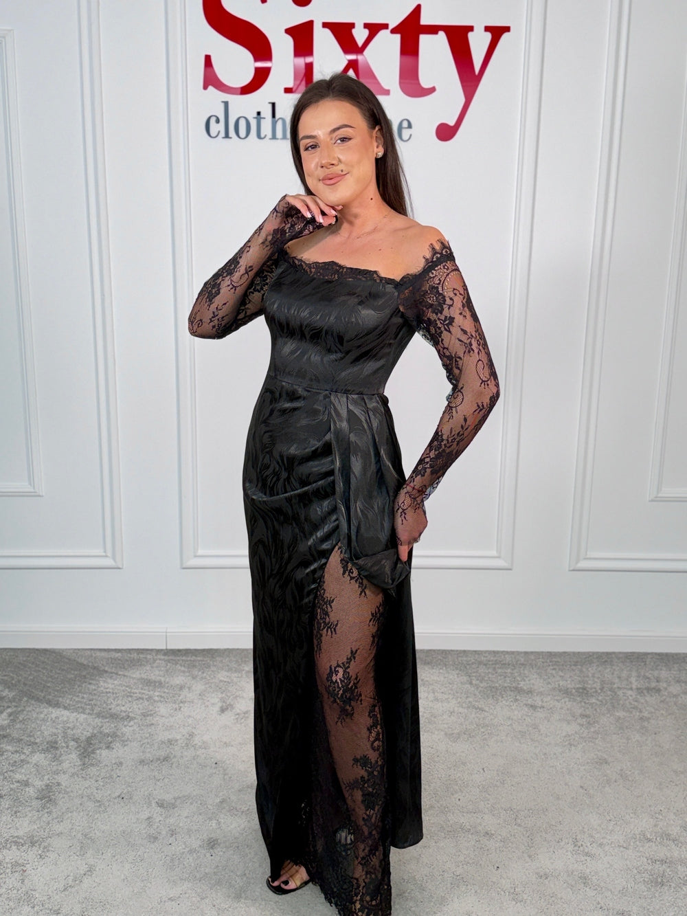 Rochie satin cu dantela Meria